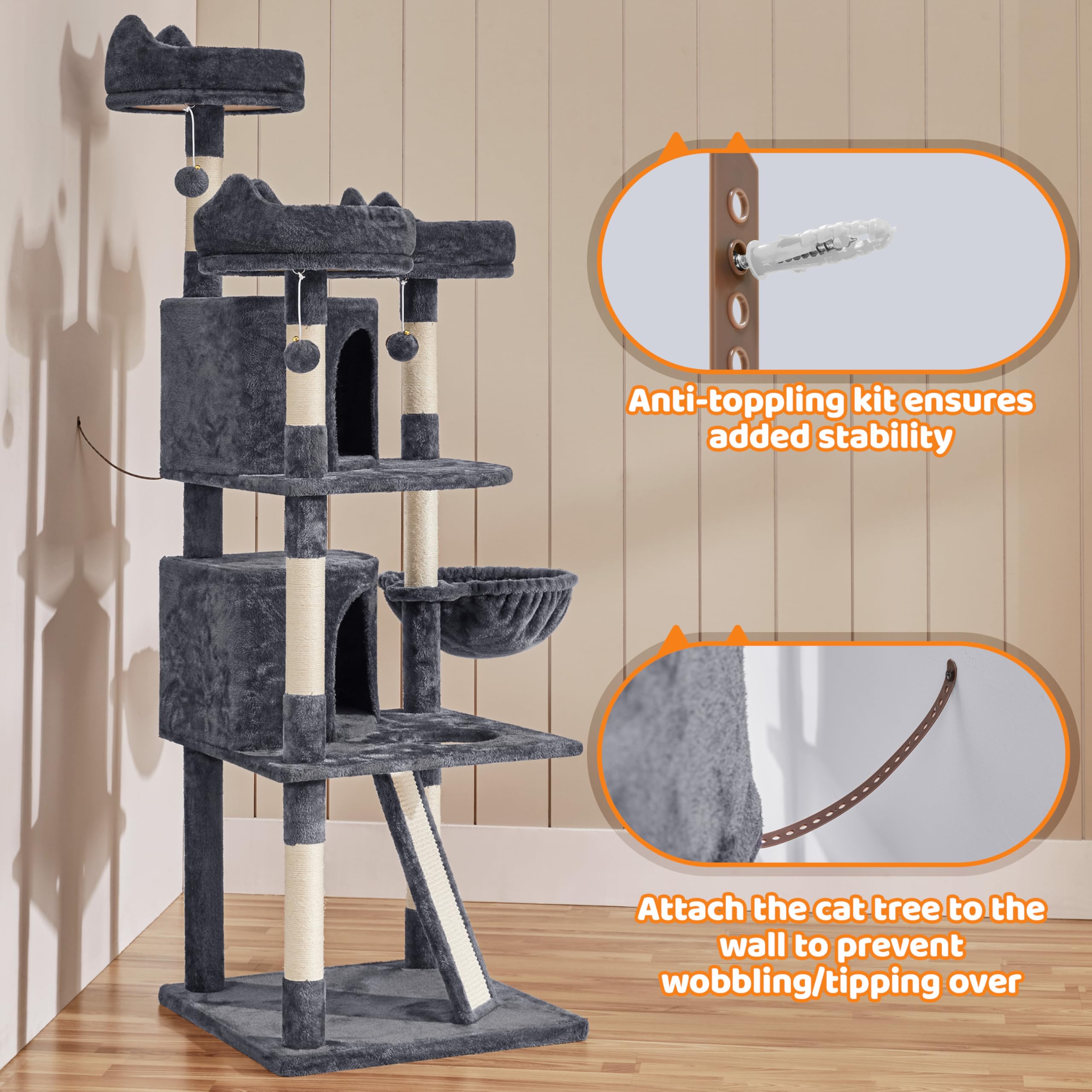 Foto 6 pulgar | Cat Condo Yaheetech, De Varios Niveles, Grande, Con Tabla De Rascar - Venta Internacional.