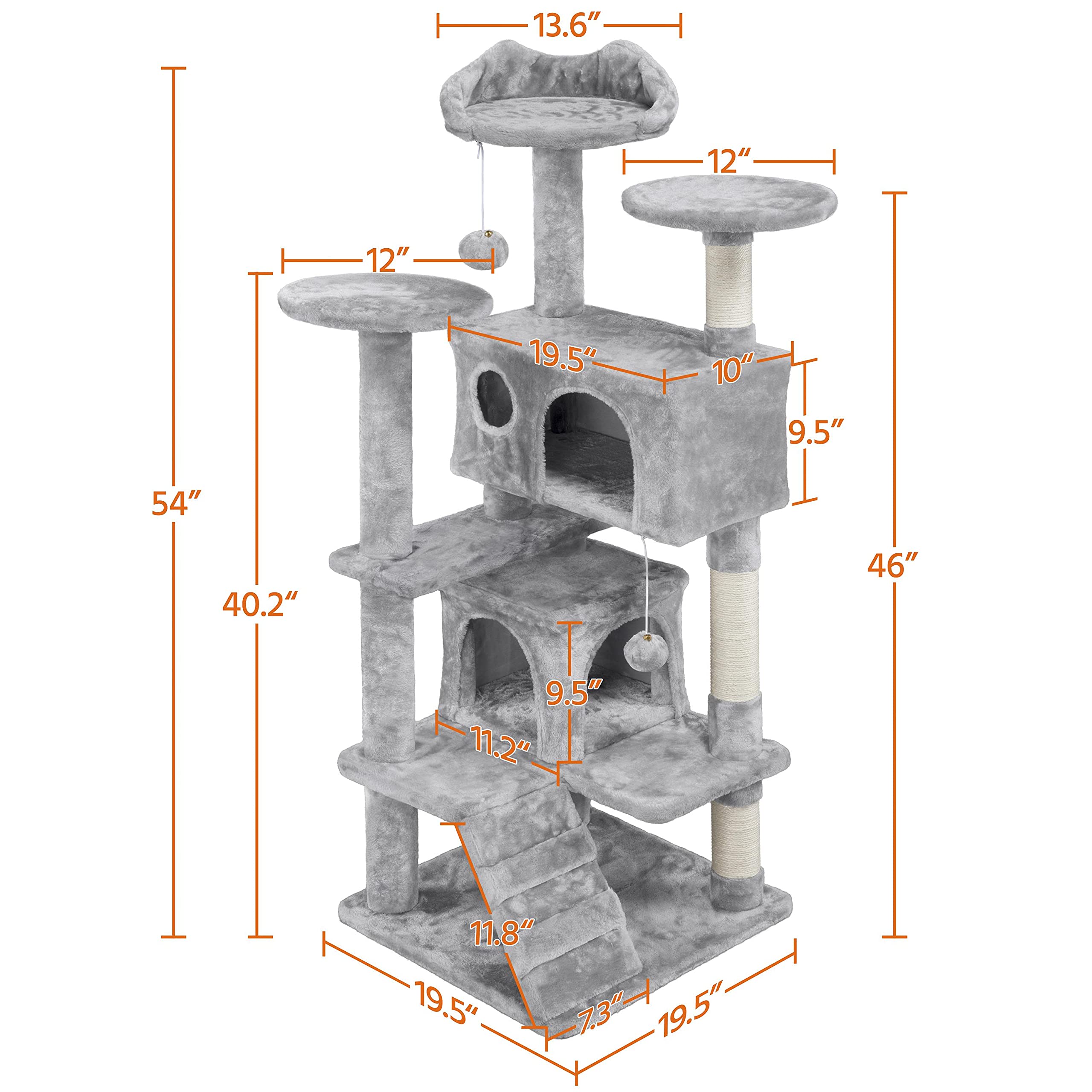 Foto 5 pulgar | Árbol Para Gatos Yaheetech De 137 Cm Con Rascadores Y Condominios - Venta Internacional.