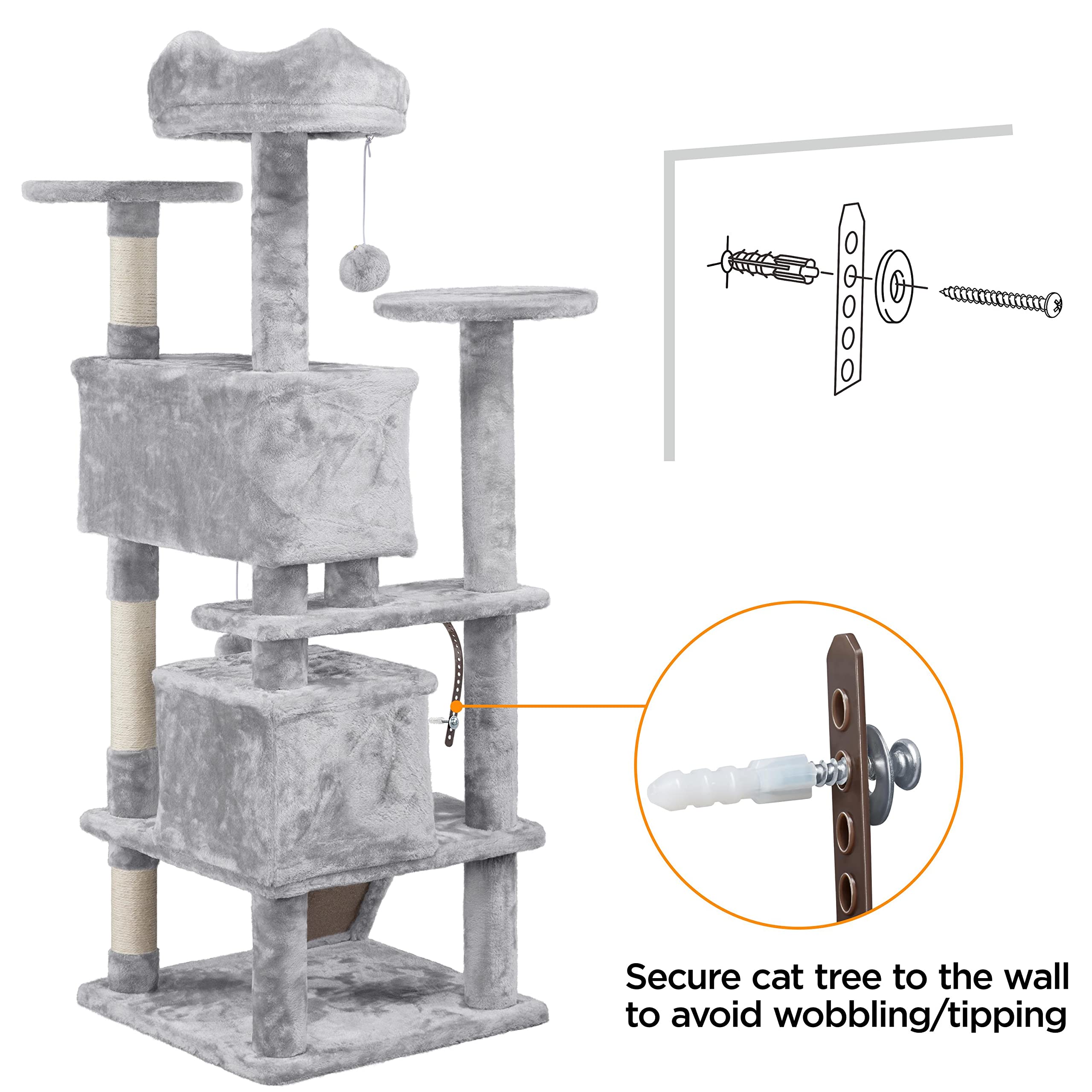 Foto 6 pulgar | Árbol Para Gatos Yaheetech De 137 Cm Con Rascadores Y Condominios - Venta Internacional.