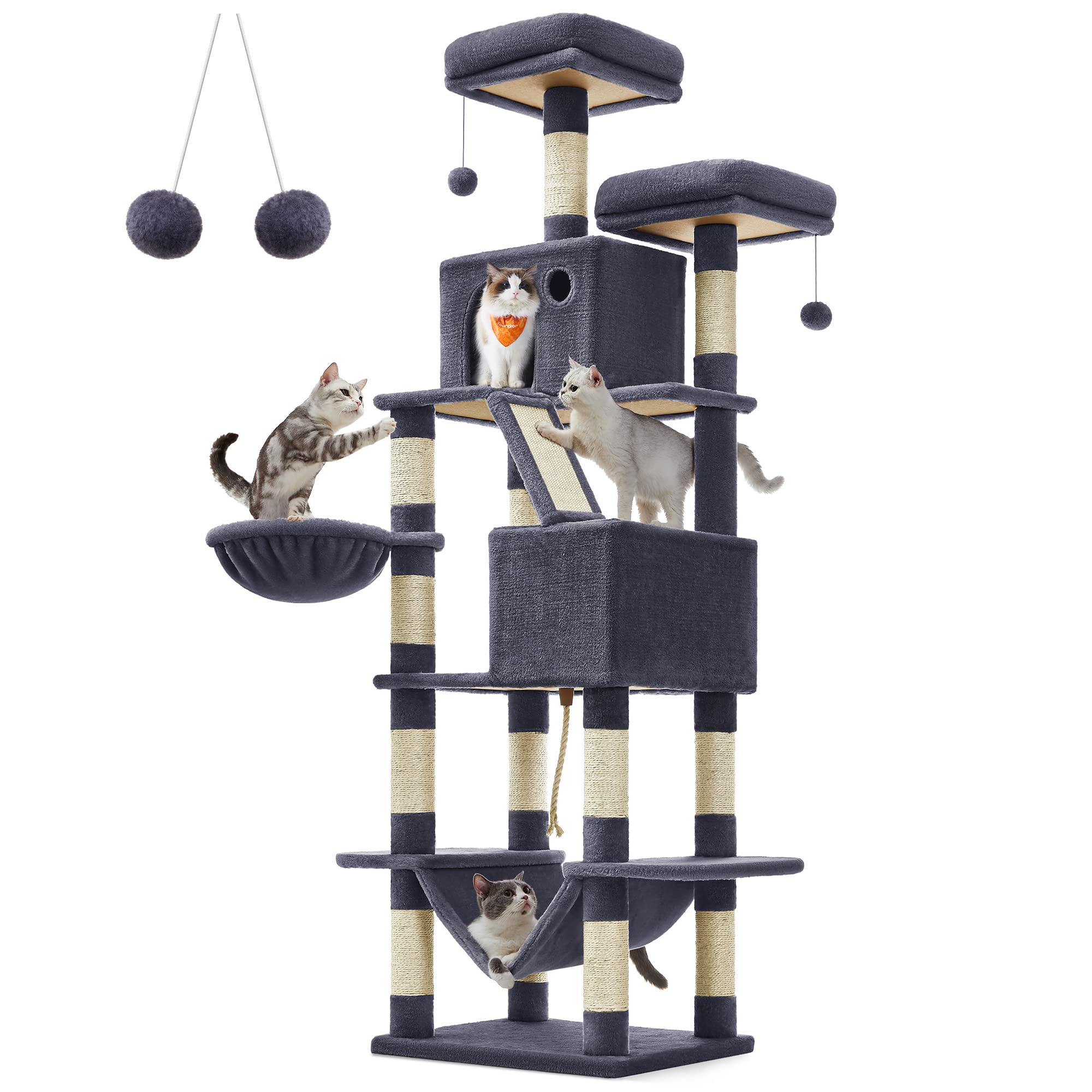 Foto 2 pulgar | Torre Grande Para Gatos Cat Tree Feandrea, 206 Cm, Con 13 Rascadores - Venta Internacional.