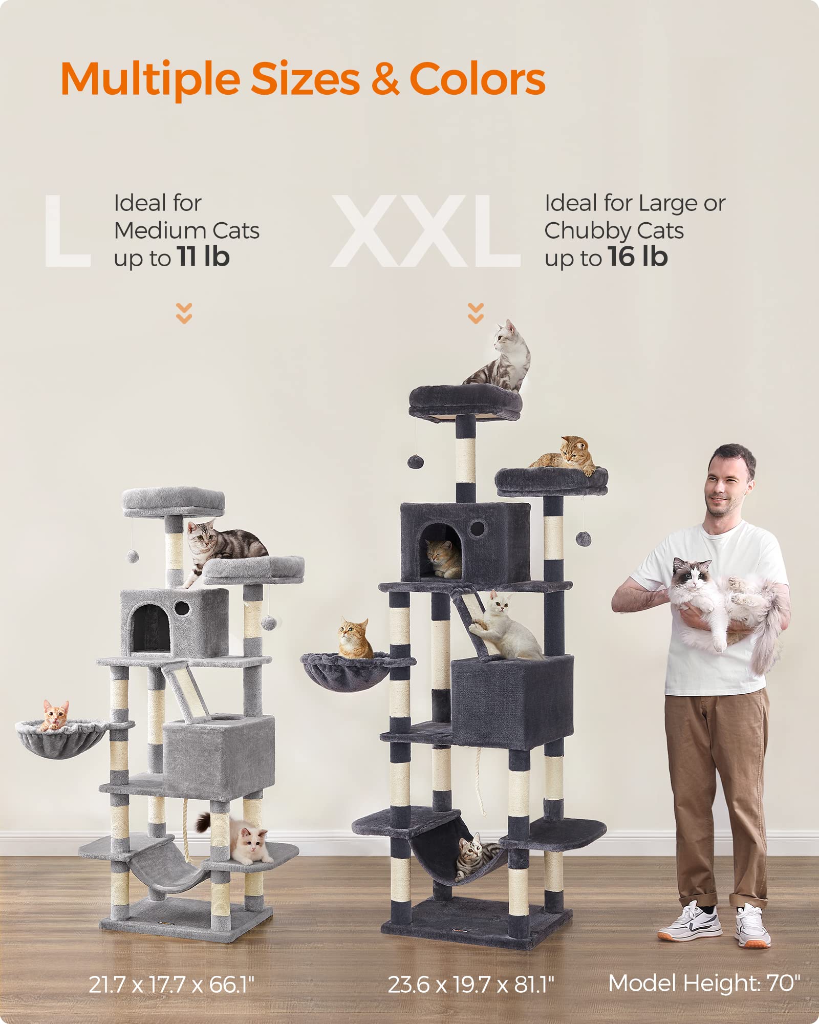 Foto 7 | Torre Grande Para Gatos Cat Tree Feandrea, 206 Cm, Con 13 Rascadores - Venta Internacional.