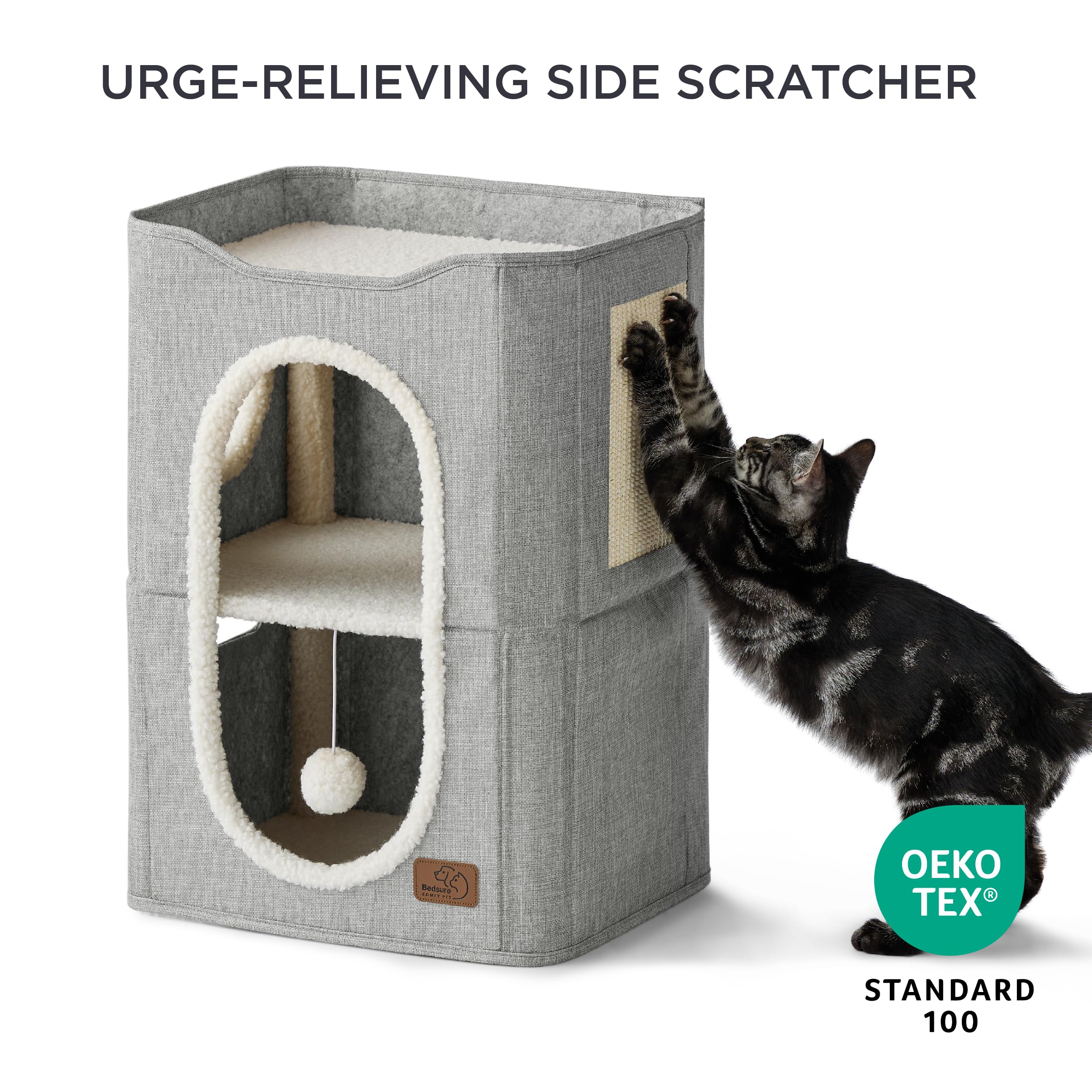 Foto 3 pulgar | Cama Cat House De 2 Niveles Para Gatos De Interior Con Bloc De Notas, Color Gris - Venta Internacional.