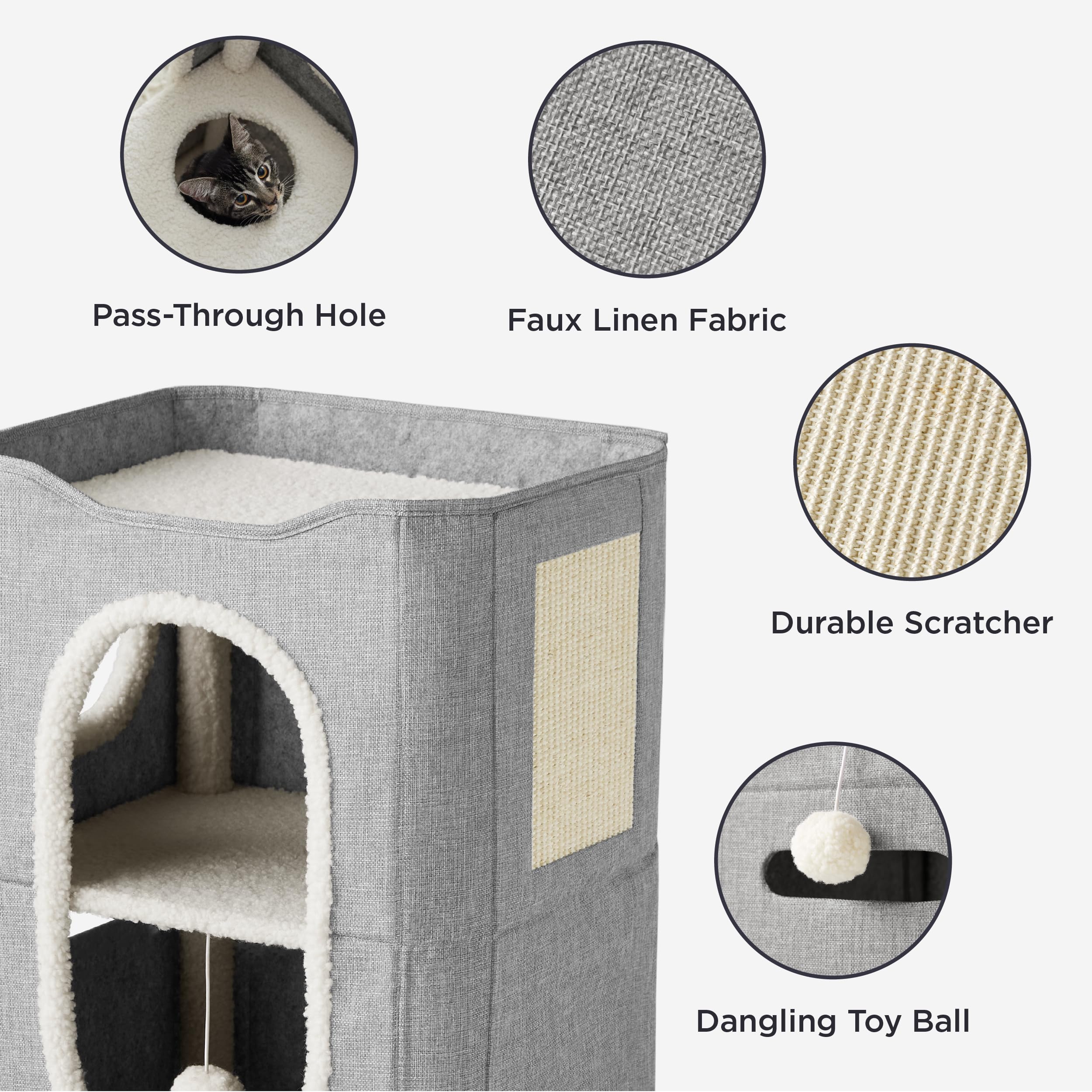 Foto 4 pulgar | Cama Cat House De 2 Niveles Para Gatos De Interior Con Bloc De Notas, Color Gris - Venta Internacional.