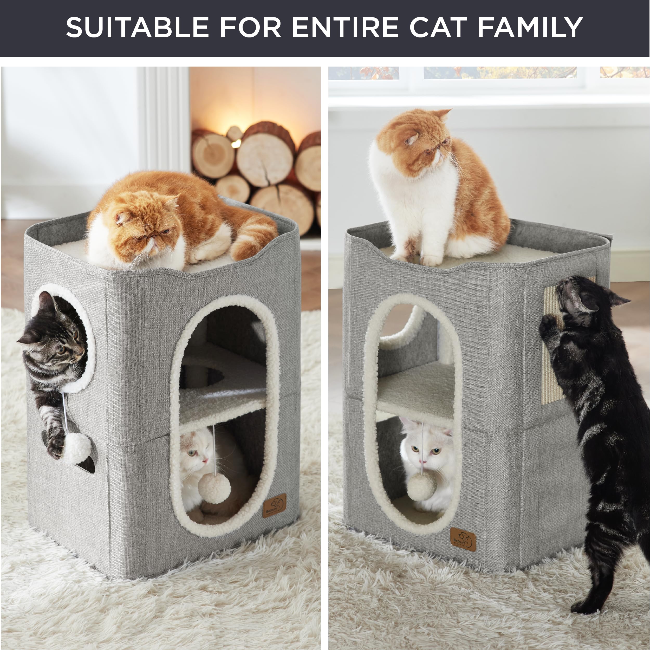 Foto 6 pulgar | Cama Cat House De 2 Niveles Para Gatos De Interior Con Bloc De Notas, Color Gris - Venta Internacional.