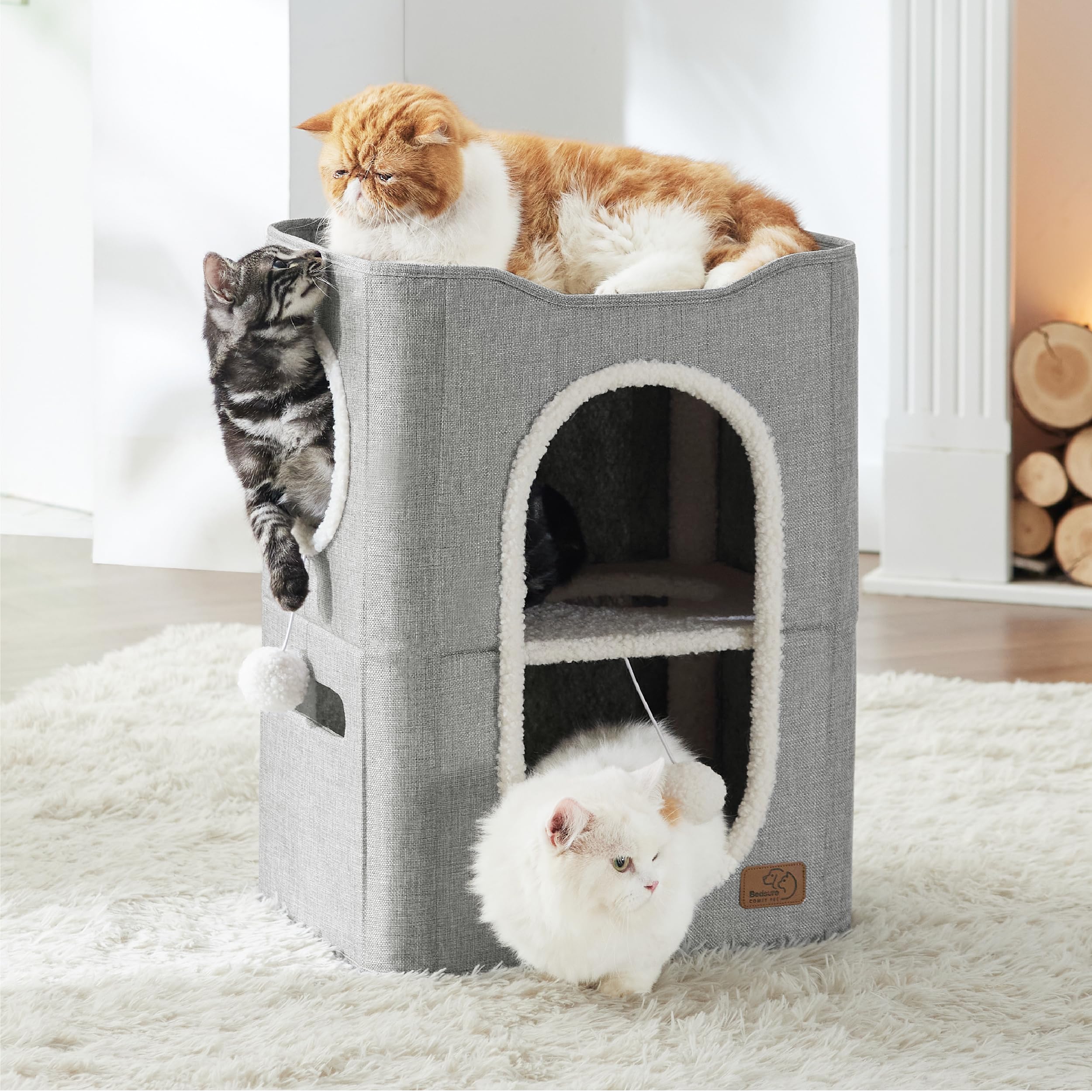 Foto 8 pulgar | Cama Cat House De 2 Niveles Para Gatos De Interior Con Bloc De Notas, Color Gris - Venta Internacional.