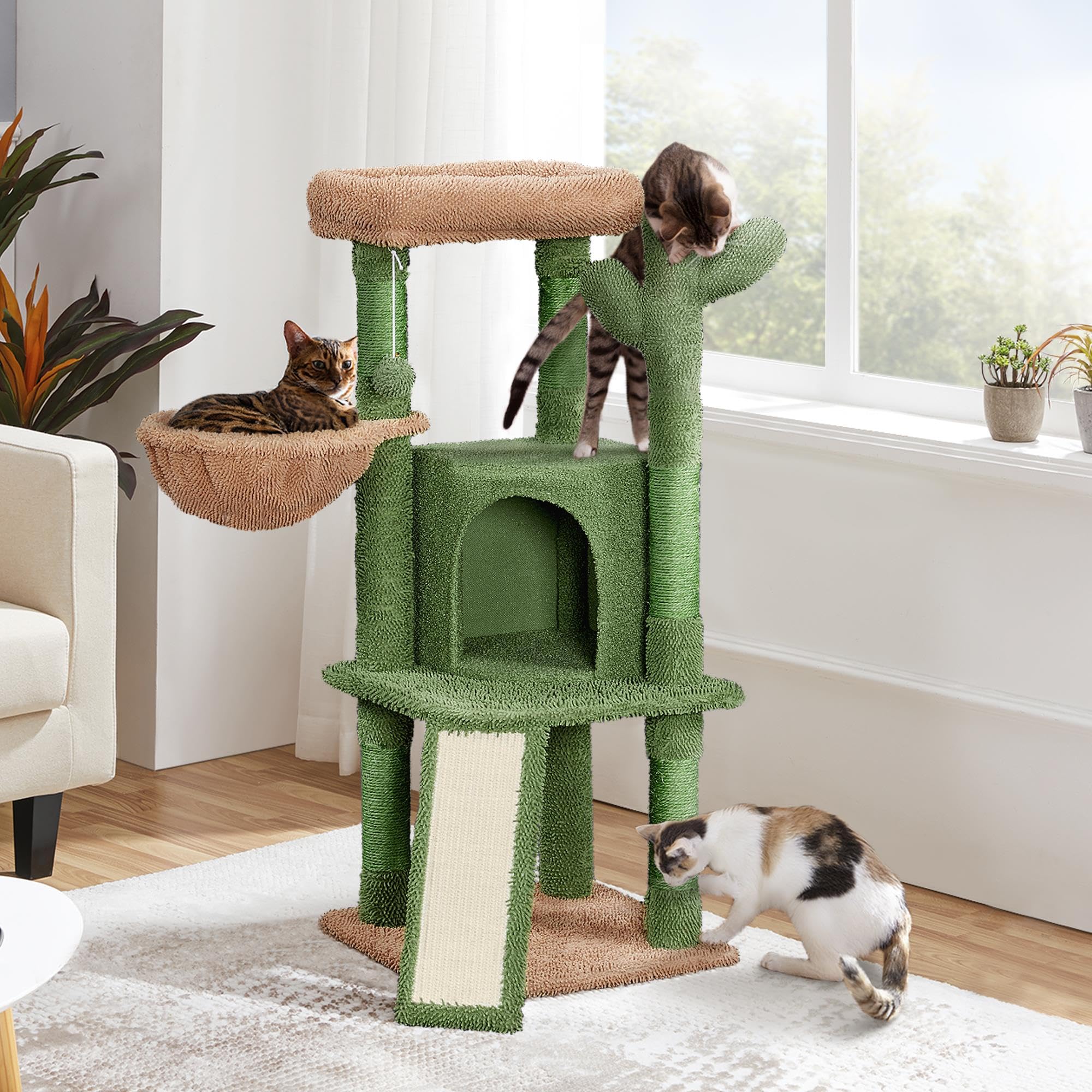 Foto 3 pulgar | Cat Tree Yaheetech Cactus 107 Cm Con Rascador Y Cesta - Venta Internacional.