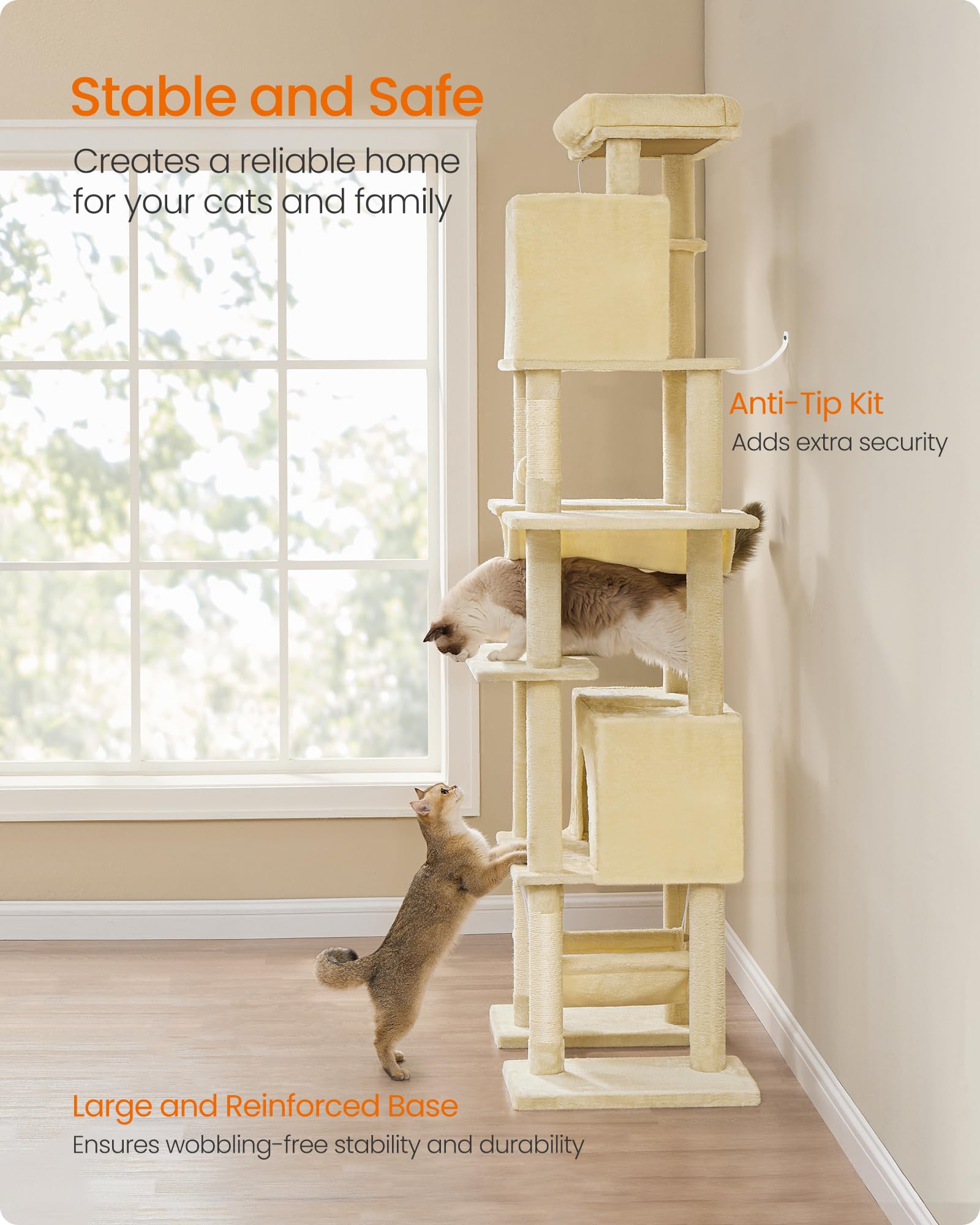 Foto 6 pulgar | Cat Tree Feandrea De 201 Cm De Altura Para Gatos De Interior Con Rascador - Venta Internacional.