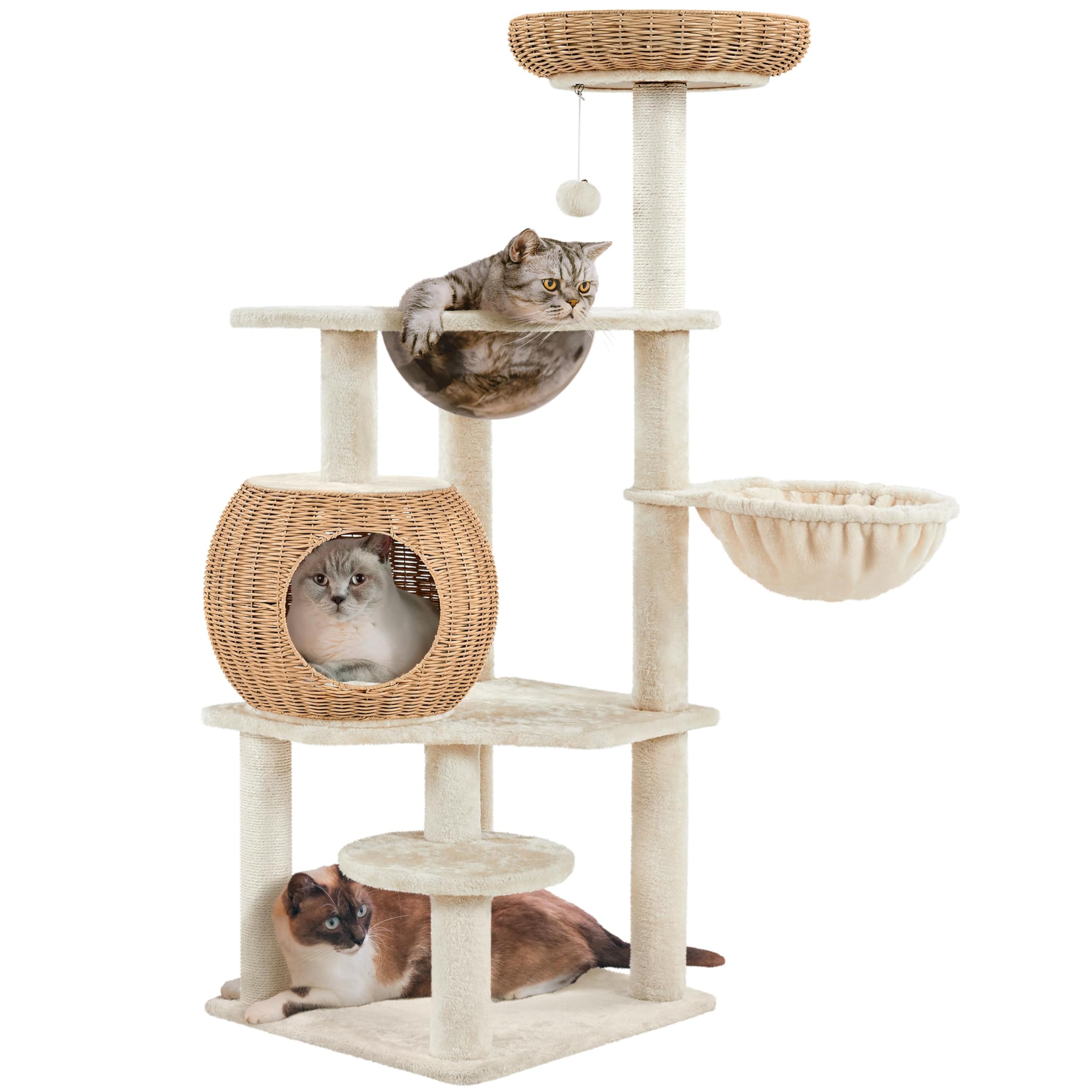 Foto 2 pulgar | Torre De Ratán Cat Tree Yaheetech De 137 Cm Con Rascador Para Condominios - Venta Internacional.