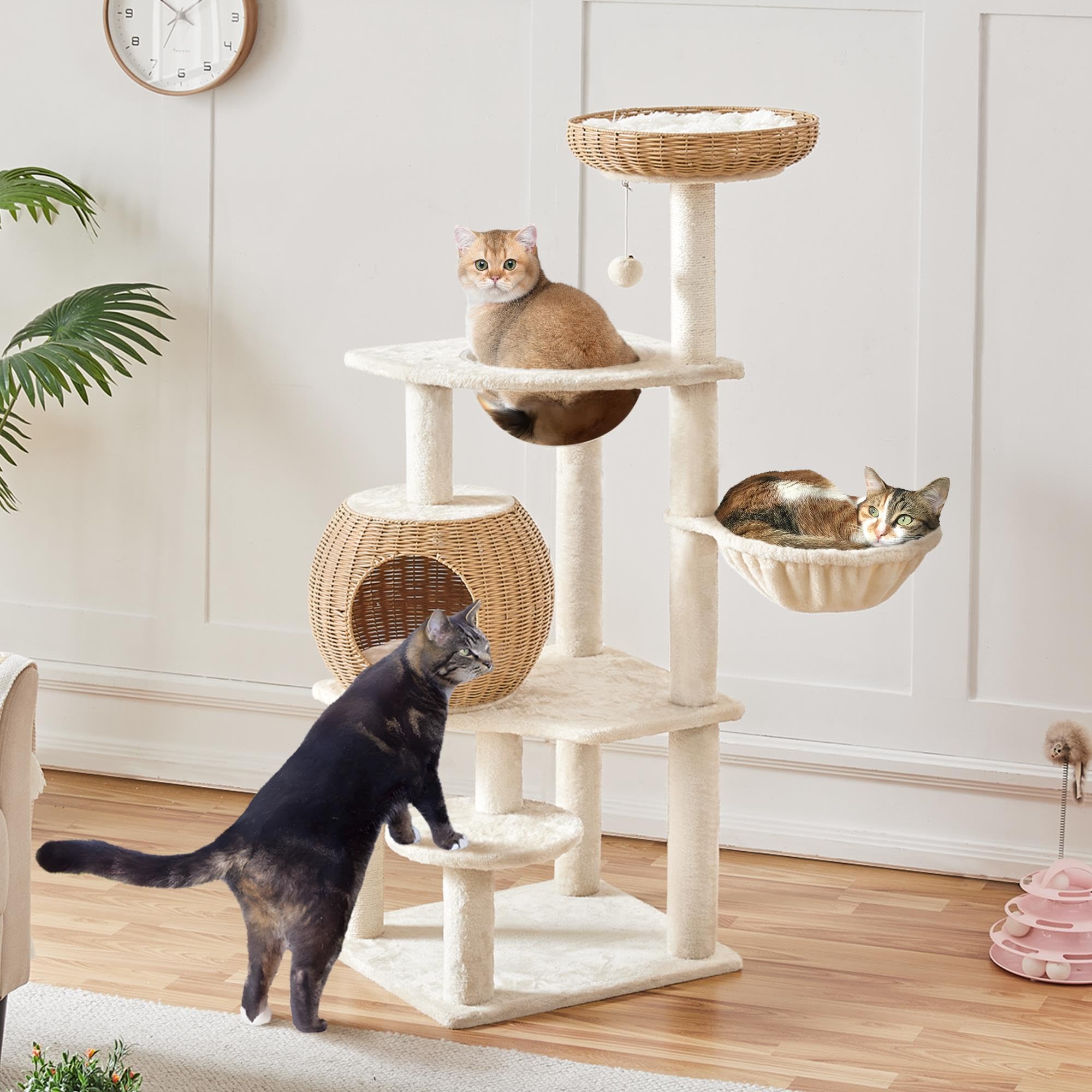 Foto 3 pulgar | Torre De Ratán Cat Tree Yaheetech De 137 Cm Con Rascador Para Condominios - Venta Internacional.