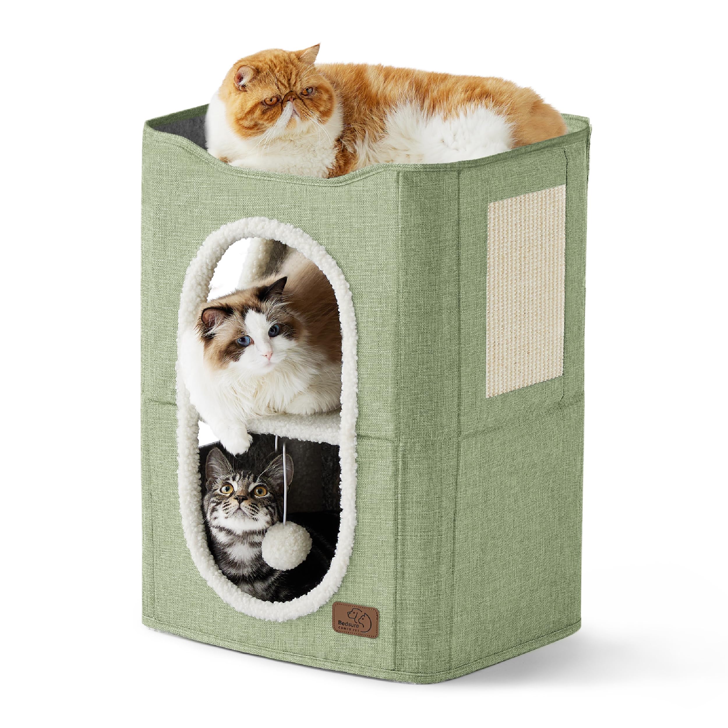 Foto 1 | Cama Cat House De 2 Niveles Para Gatos De Interior Con Bloc De Notas, Color Verde - Venta Internacional.