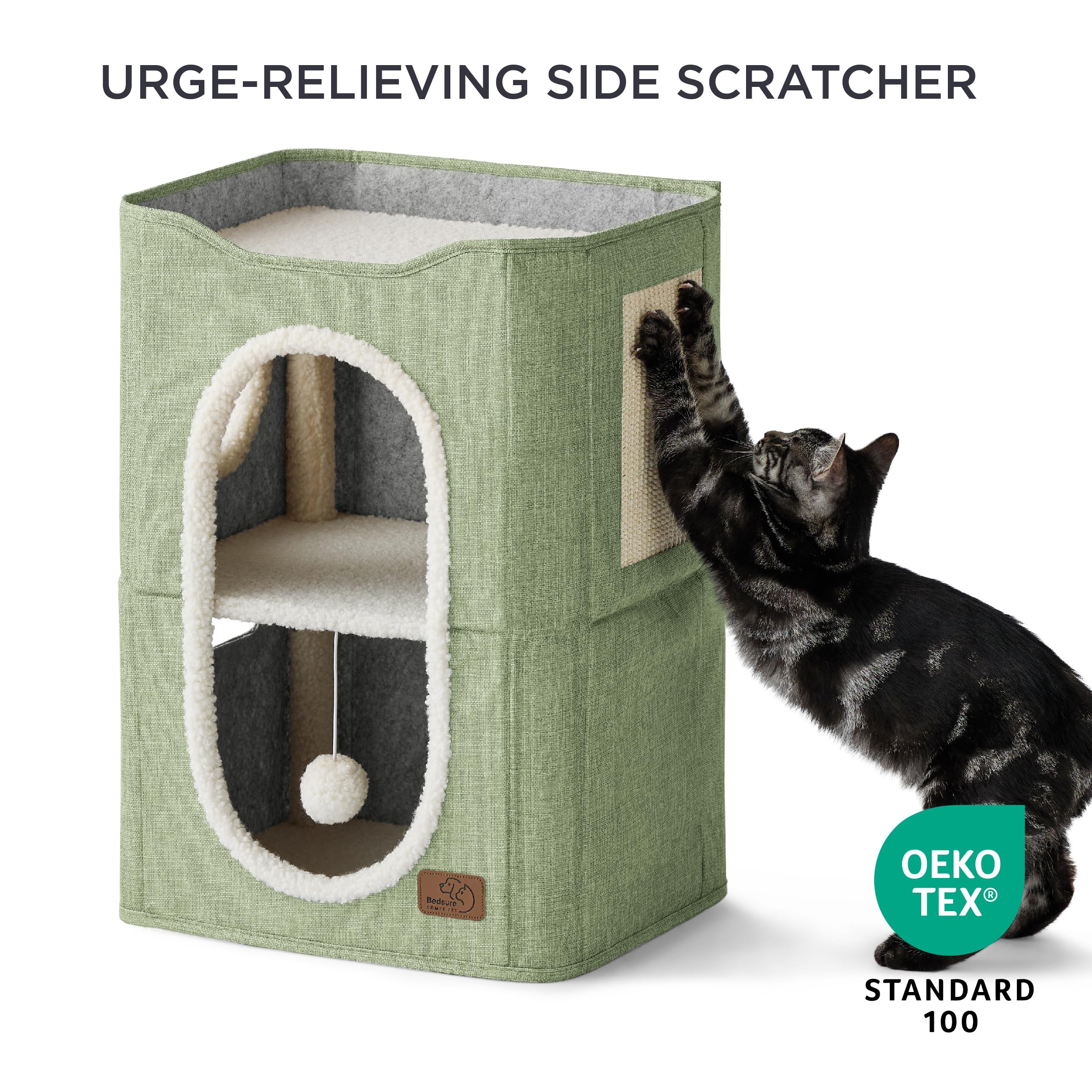 Foto 3 pulgar | Cama Cat House De 2 Niveles Para Gatos De Interior Con Bloc De Notas, Color Verde - Venta Internacional.