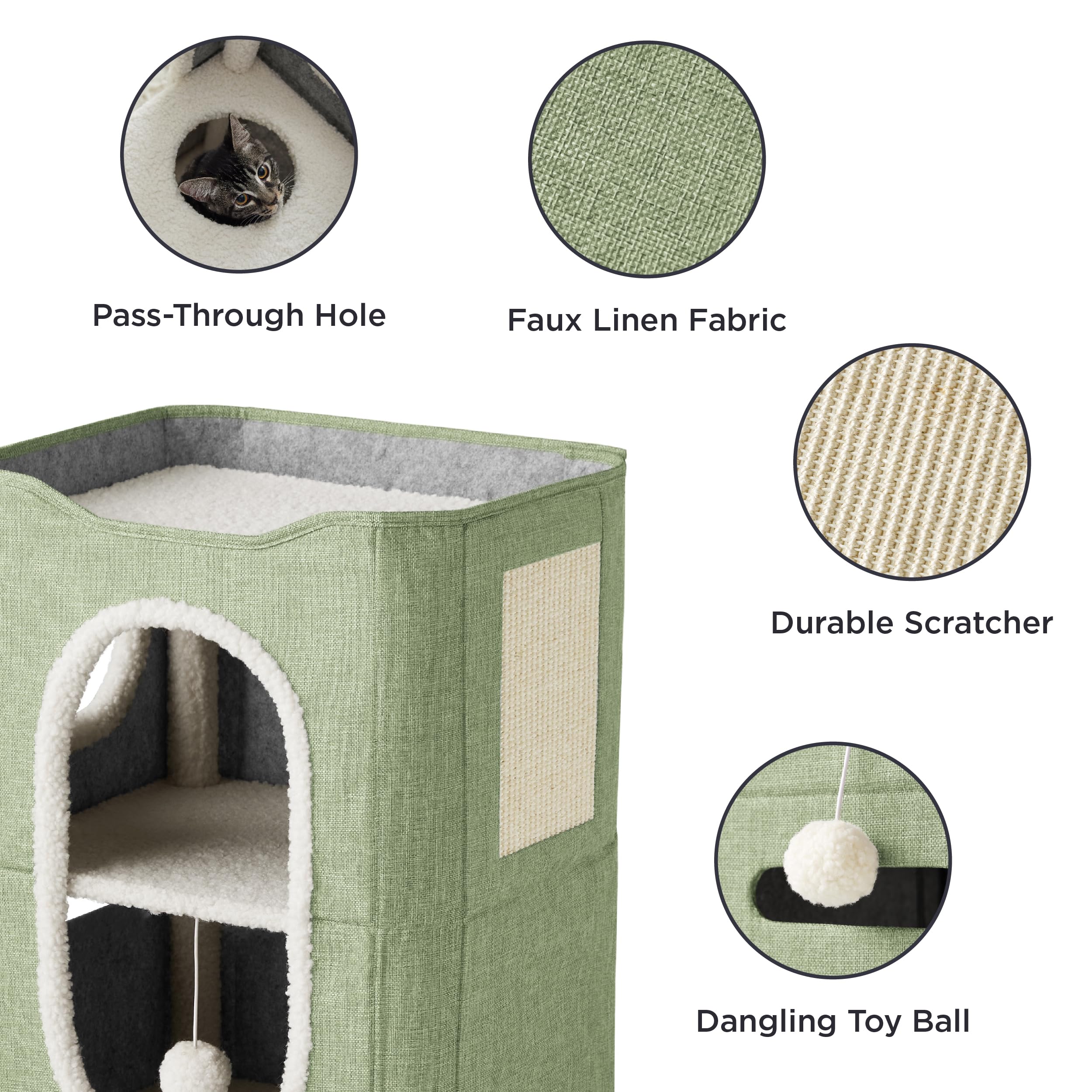 Foto 4 pulgar | Cama Cat House De 2 Niveles Para Gatos De Interior Con Bloc De Notas, Color Verde - Venta Internacional.