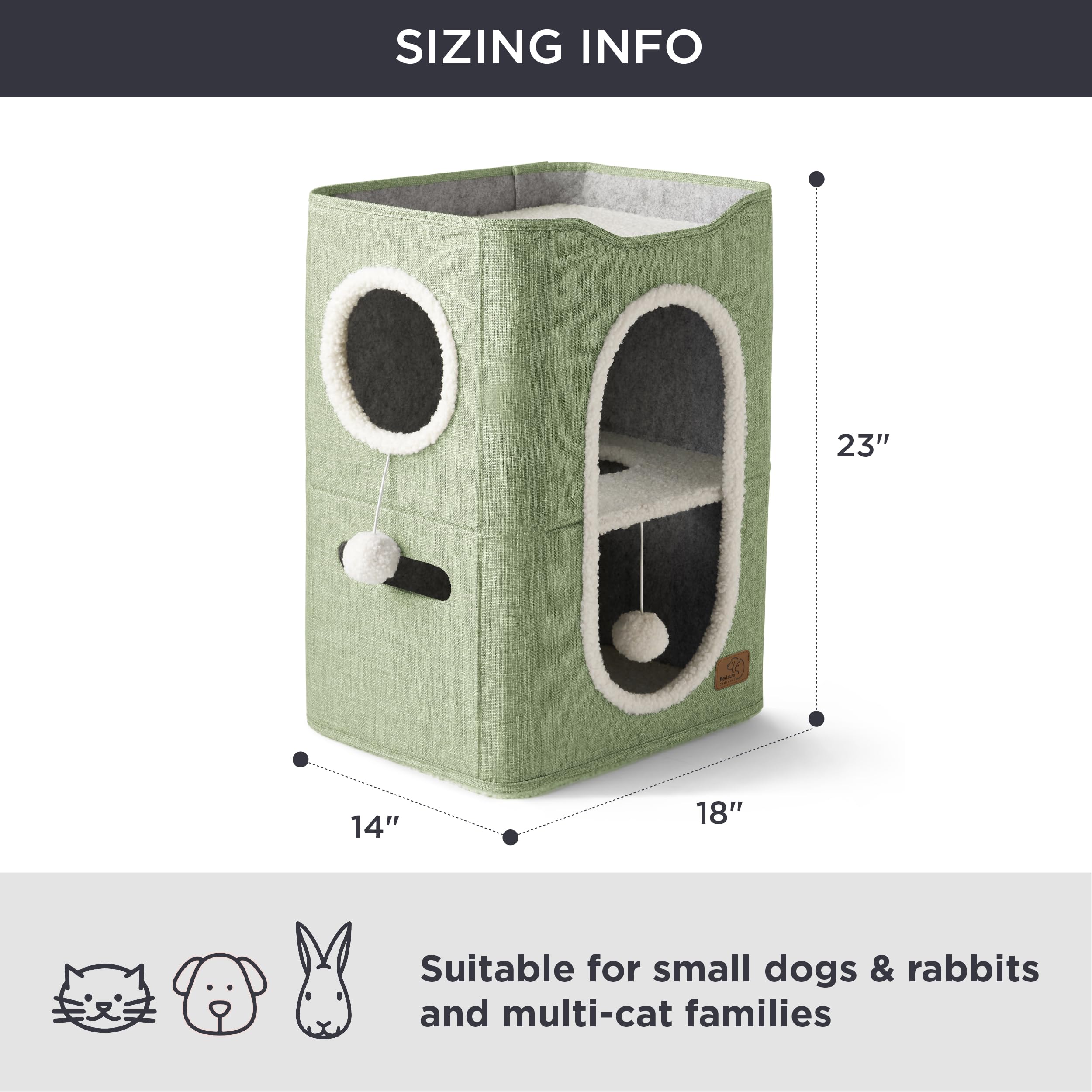 Foto 7 pulgar | Cama Cat House De 2 Niveles Para Gatos De Interior Con Bloc De Notas, Color Verde - Venta Internacional.
