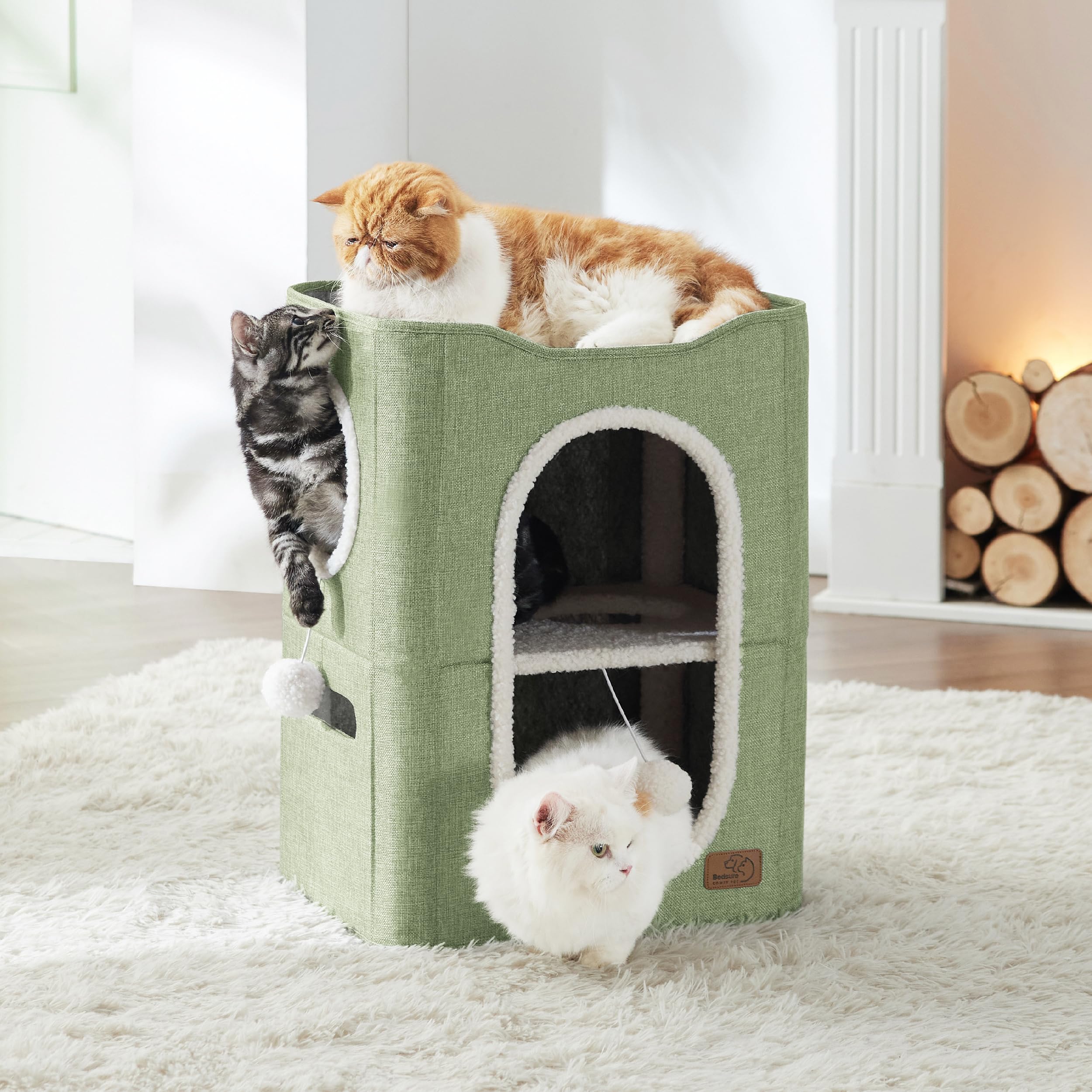 Foto 8 pulgar | Cama Cat House De 2 Niveles Para Gatos De Interior Con Bloc De Notas, Color Verde - Venta Internacional.