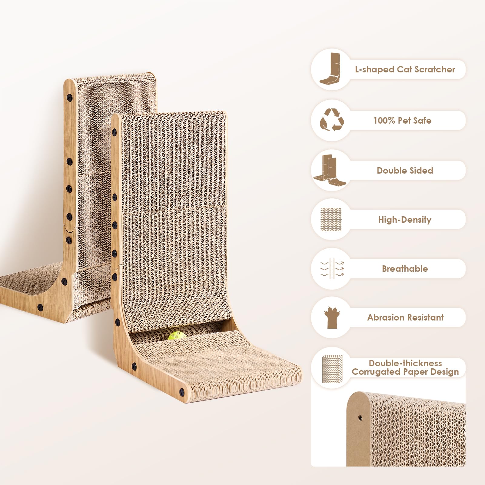 Foto 2 | Cat Scratcher Eheyciga De Cartón En Forma De L Para Gatos De Interior - Venta Internacional.
