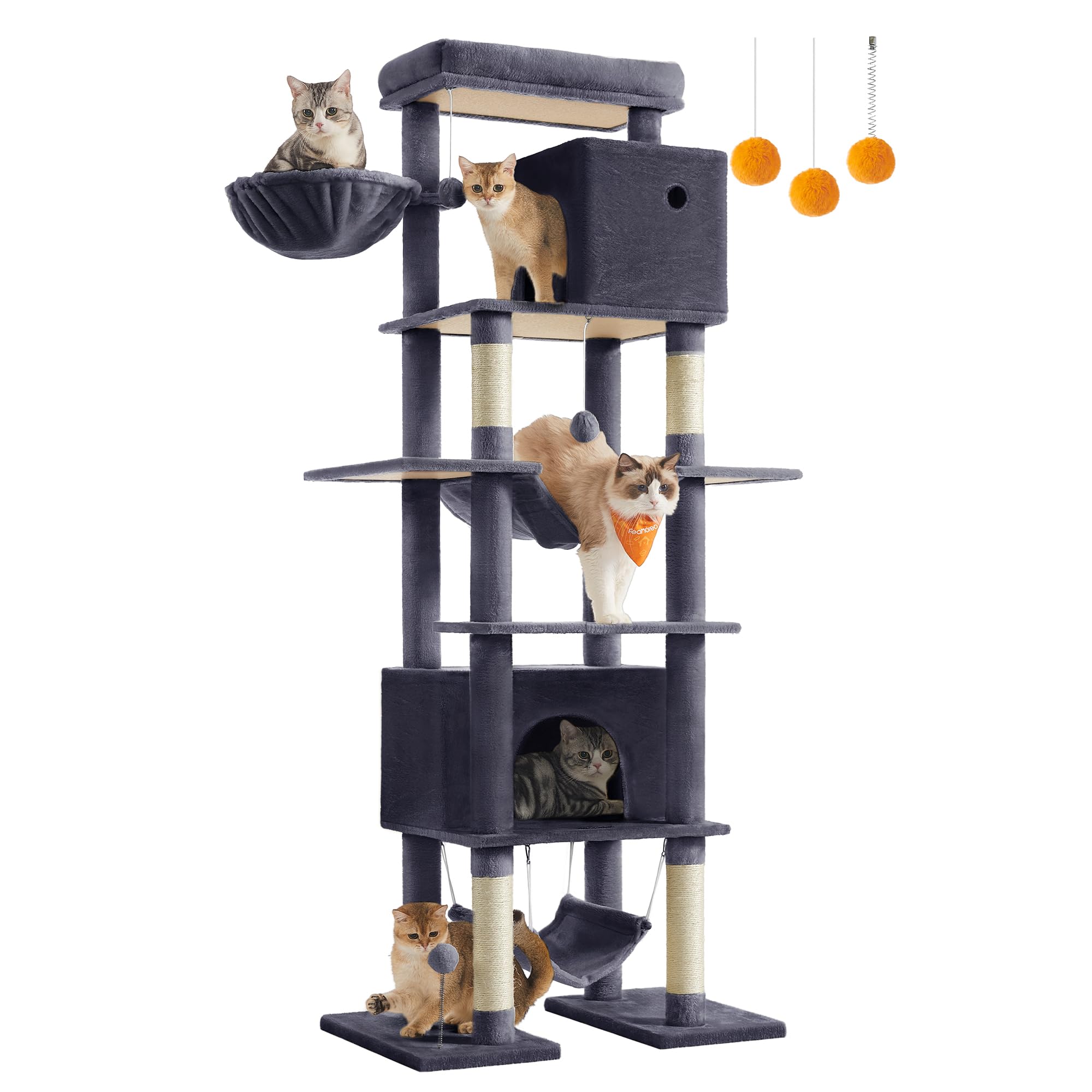Foto 1 | Árbol Para Gatos Feandrea, Color Gris Oscuro, Upct195g02, 201 Cm De Alto, Con Accesorios - Venta Internacional.
