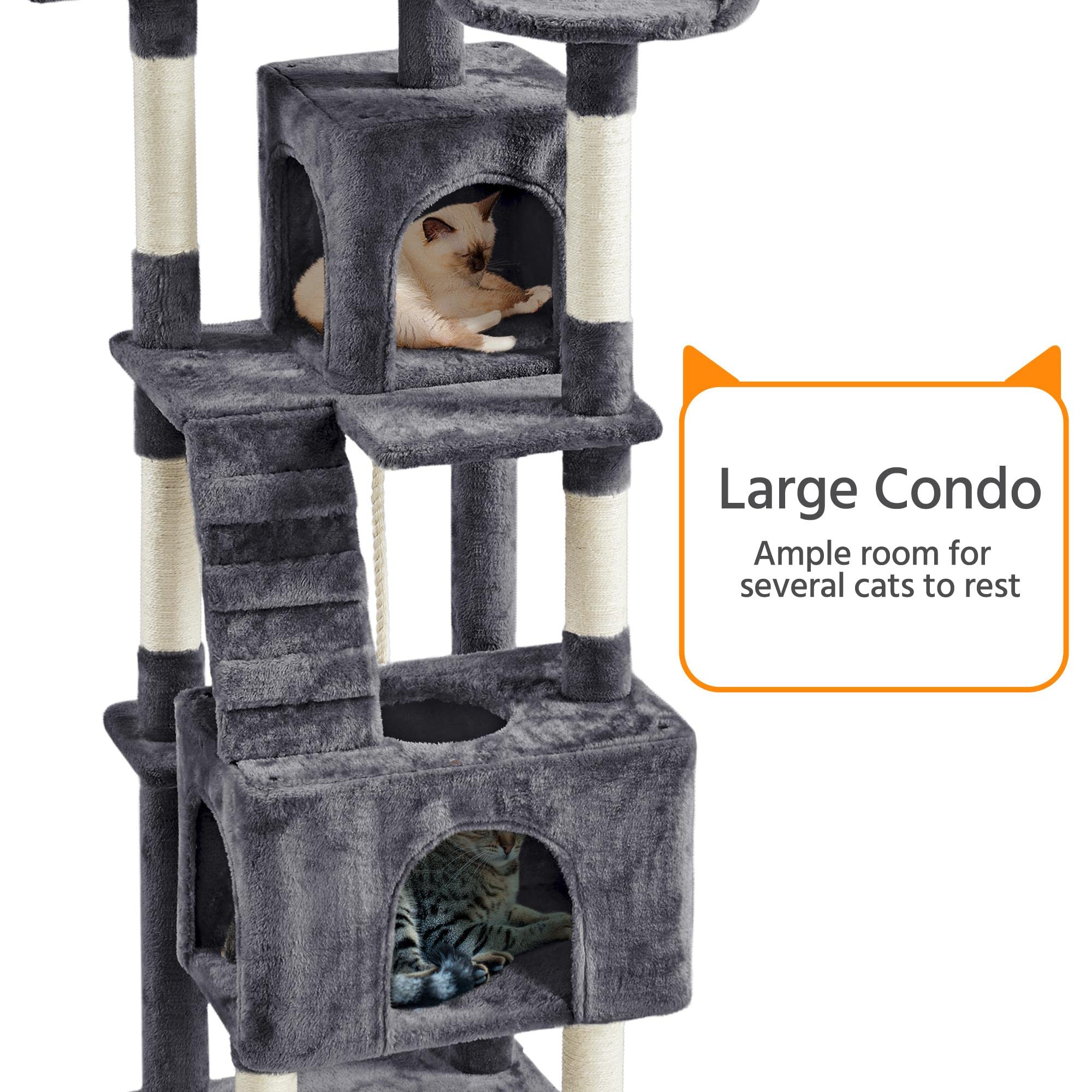 Foto 6 pulgar | Árbol Para Gatos Yaheetech Xl, 182 Cm, Varios Niveles, Con 2 Cuevas Y 3 Perchas - Venta Internacional.