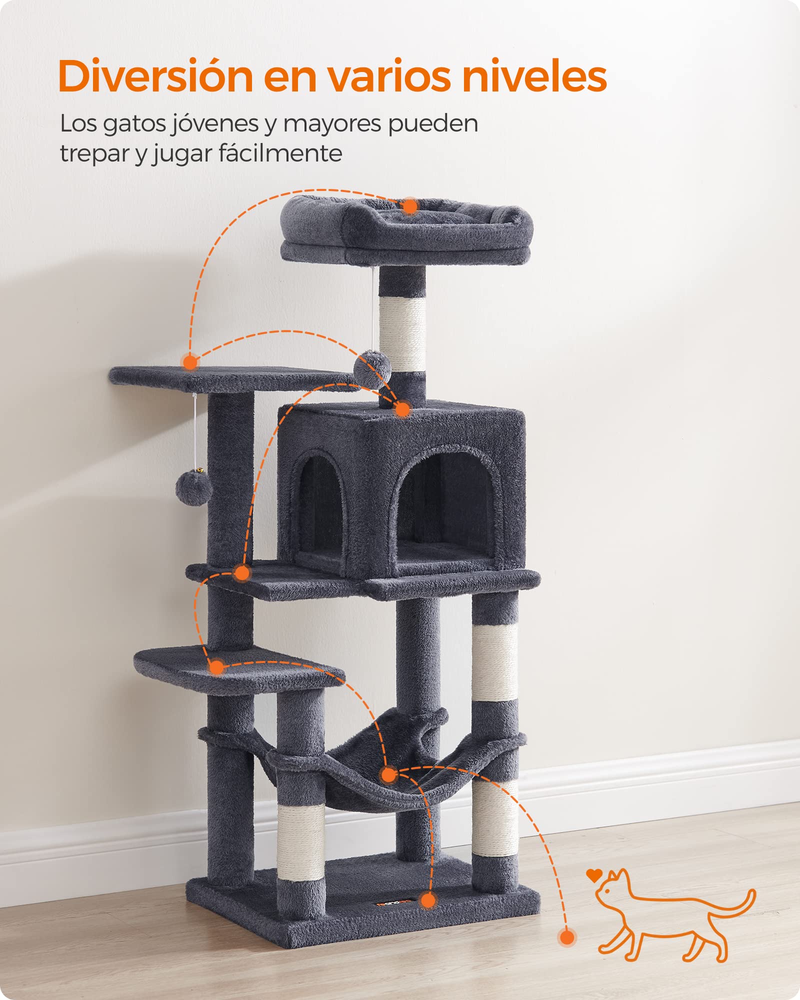 Foto 4 pulgar | Feandrea Arbol For Gatos, Height 112 Cm Grey Ahumado Mpct261g01