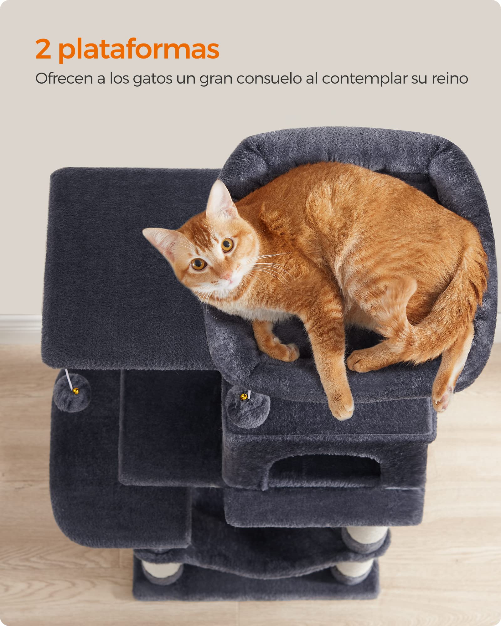 Foto 5 pulgar | Feandrea Arbol For Gatos, Height 112 Cm Grey Ahumado Mpct261g01