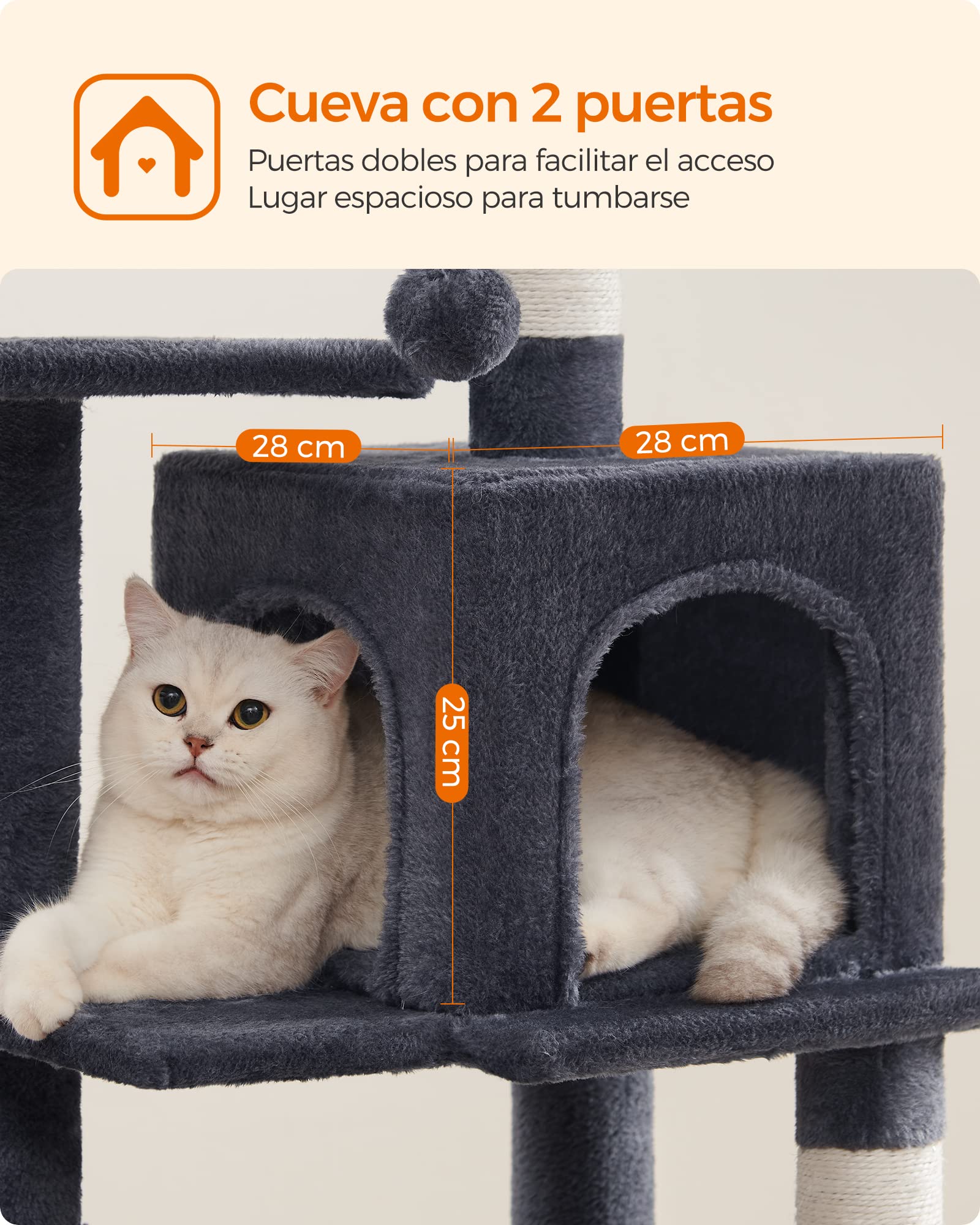 Foto 8 pulgar | Feandrea Arbol For Gatos, Height 112 Cm Grey Ahumado Mpct261g01