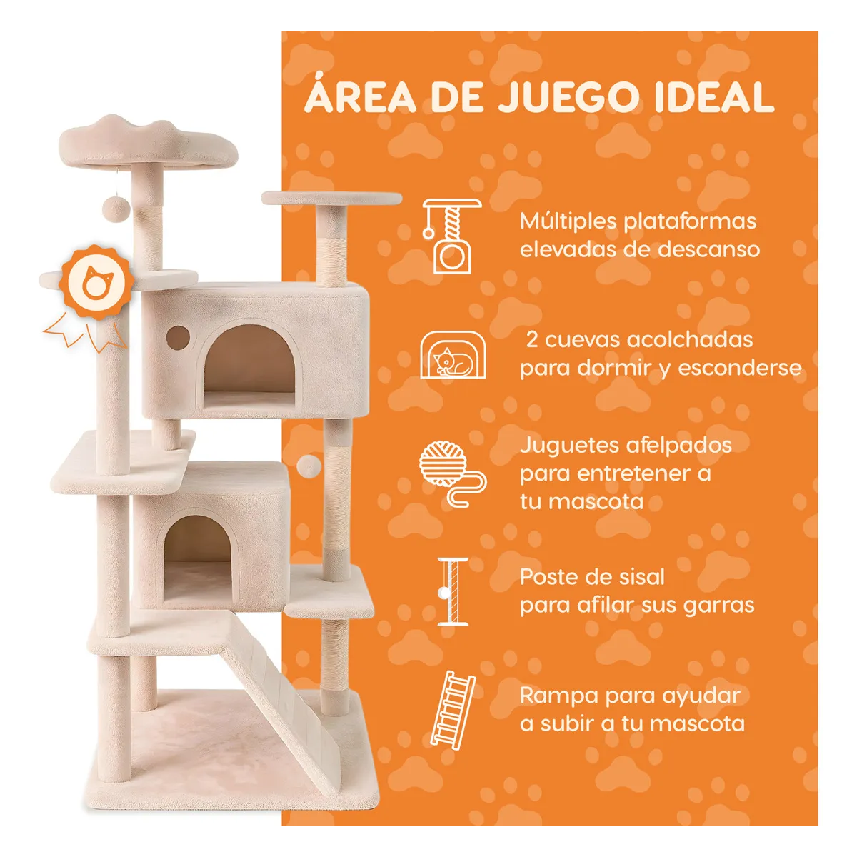 Foto 3 pulgar | Casa Mueble Rascador Para Gato Multinivel Eo Safe Imports Esi-20218 Beige