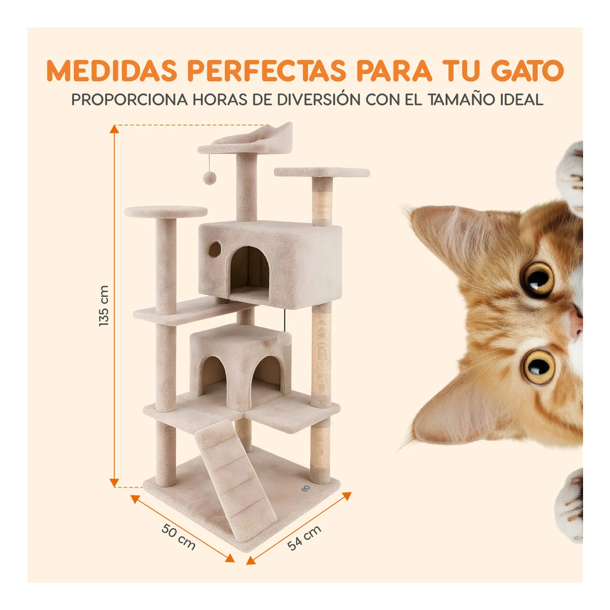 Foto 4 pulgar | Casa Mueble Rascador Para Gato Multinivel Eo Safe Imports Esi-20218 Beige