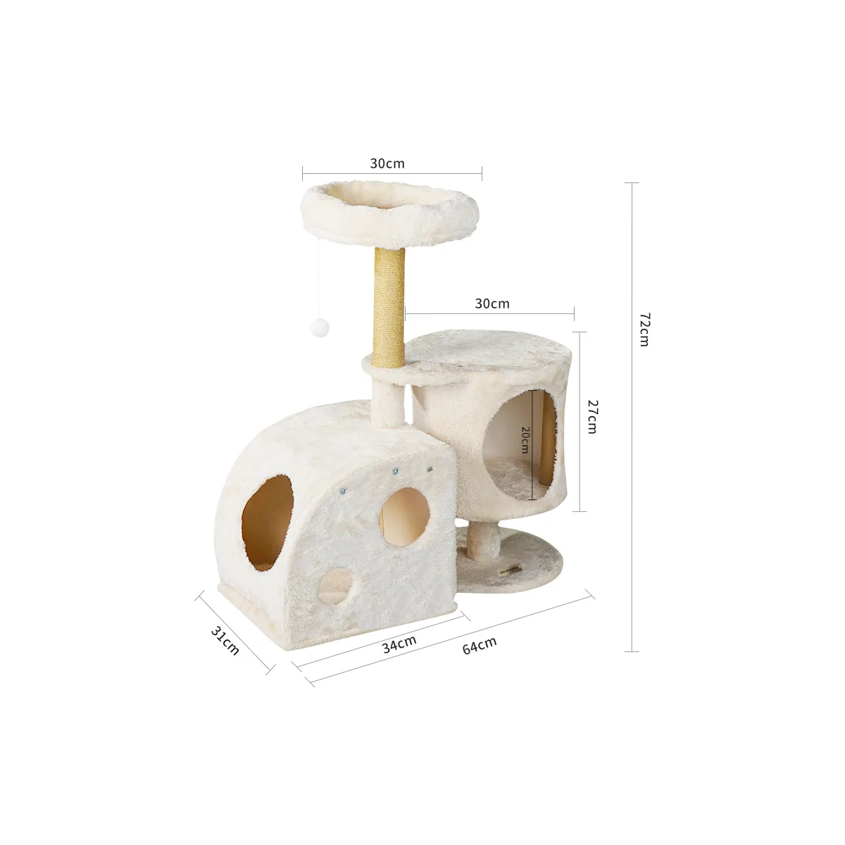Foto 3 pulgar | Torre Árbol Rascador Para Gato Con Casa Eo Safe Imports Esi-20220 Beige