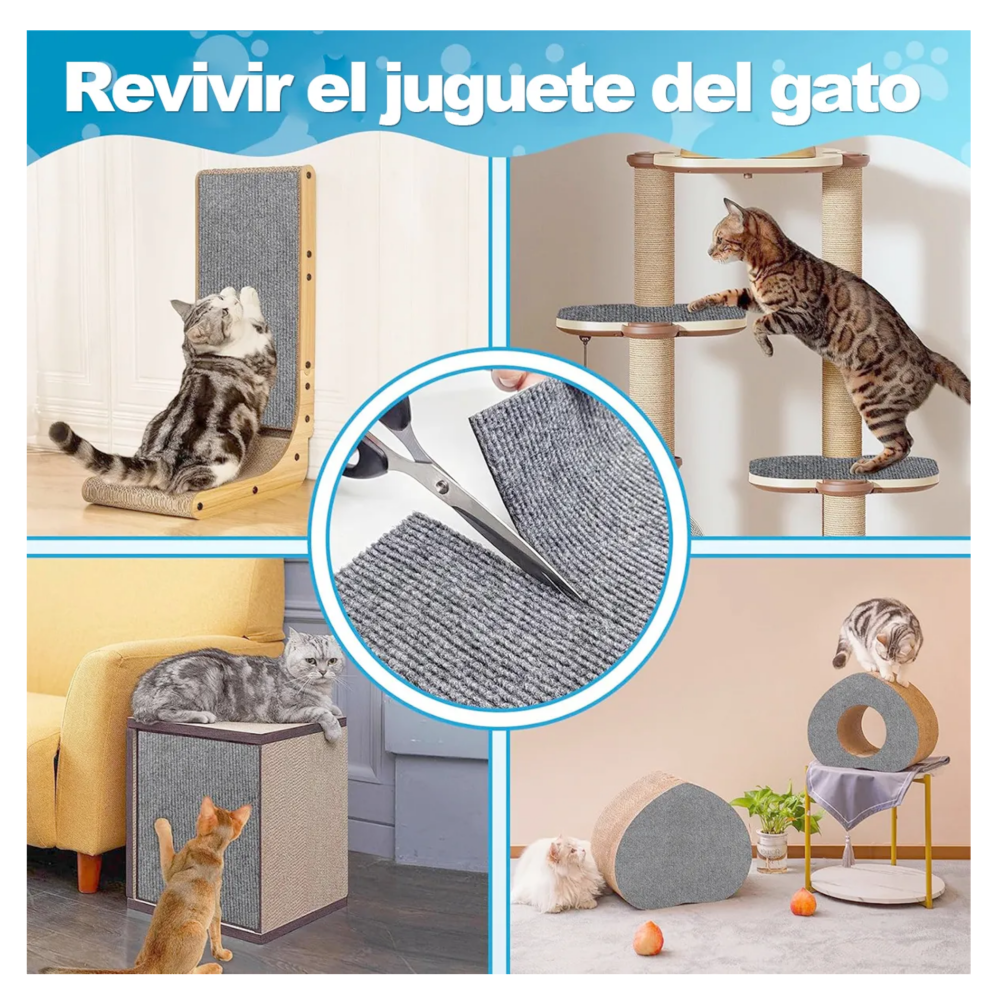 Foto 5 pulgar | Protector De Pared Para Rascar Con Forma De Gato  40 X300 Cm Belug  Gris