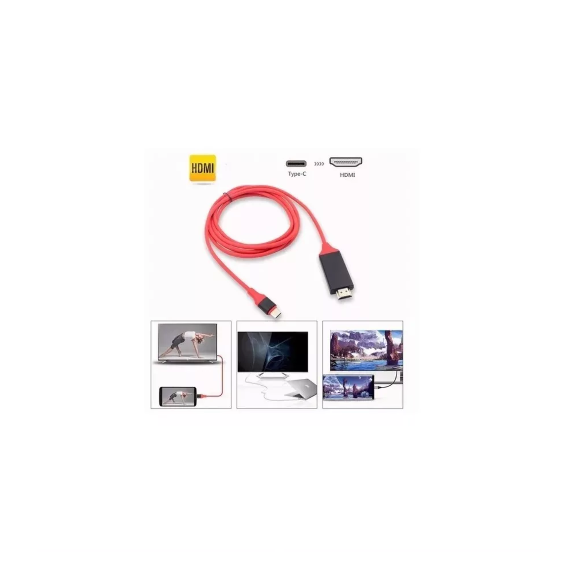 Foto 6 pulgar | Cable Adaptador Usb Tipo C A Hdmi 4k 2 M Rojo