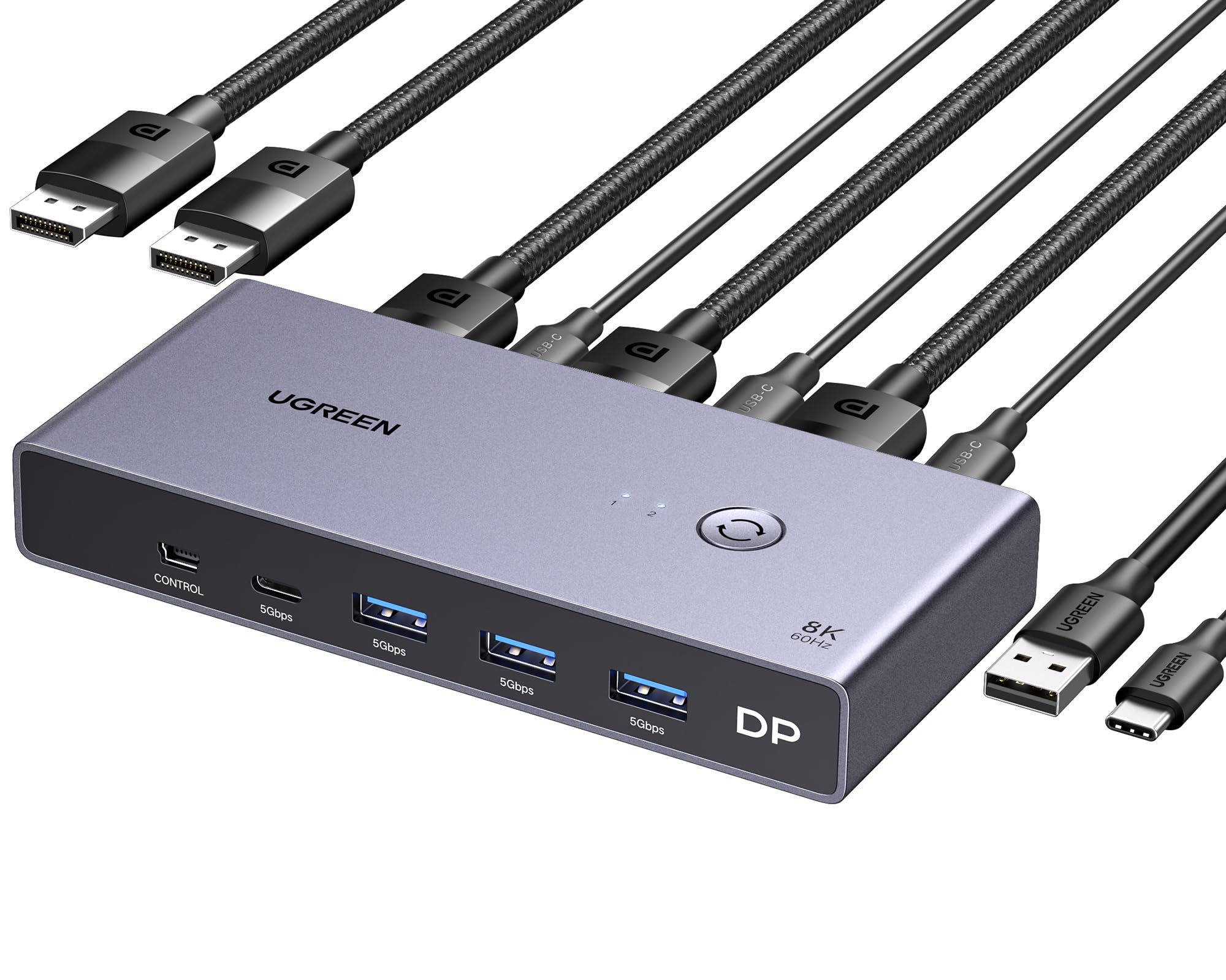 Conmutador Kvm Ugreen 8k Displayport Dp 1.4 4 Usb 3.0 8k @60hz - Venta Internacional
