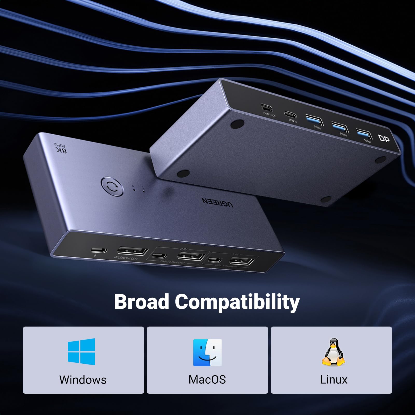 Foto 8 pulgar | Conmutador Kvm Ugreen 8k Displayport Dp 1.4 4 Usb 3.0 8k @60hz - Venta Internacional