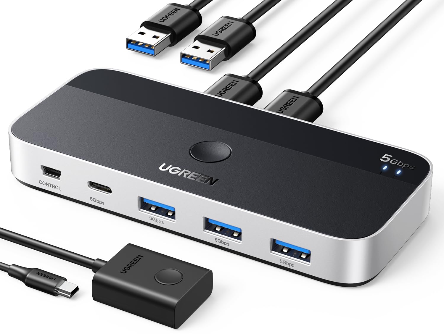 Conmutador Usb Ugreen Usb 3.0 De 4 Puertos Para 2 Ordenadores Con Cables - Venta Internacional