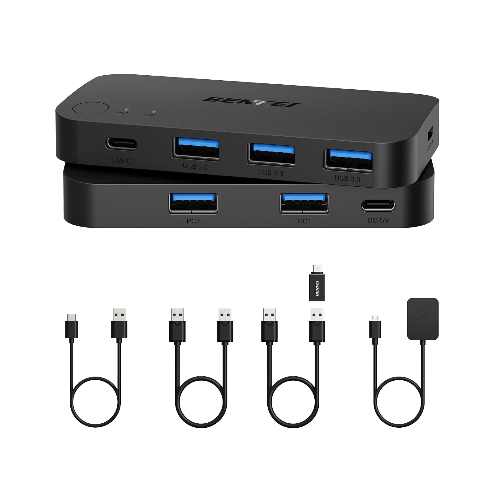 Conmutador Usb Benfei Para 2 Ordenadores Que Comparten 3 Usb 3.0 Y 1 Usb-c - Venta Internacional.