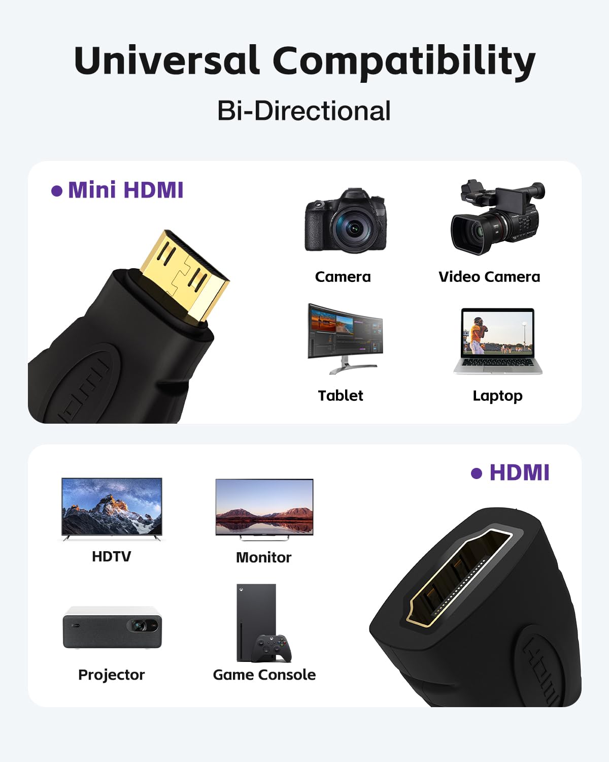 Foto 3 pulgar | Adaptador Hdmi Vce Mini Hdmi A Hdmi 4k, Compatible Con 2 Unidades - Venta Internacional.