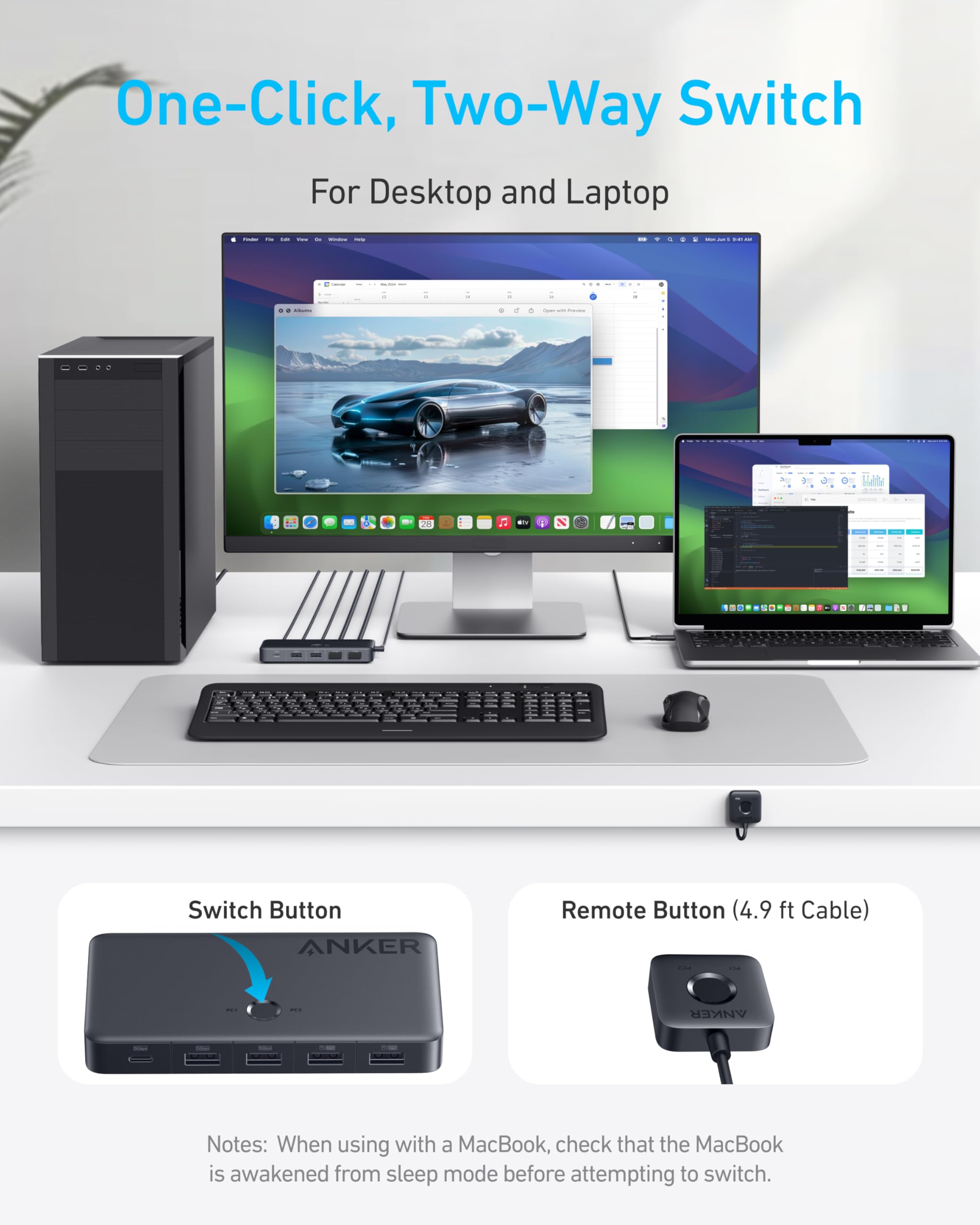Foto 4 pulgar | Conmutador Kvm Anker Usb 3.0 Hdmi 5 Puertos 4k @60hz Con Cables - Venta Internacional.