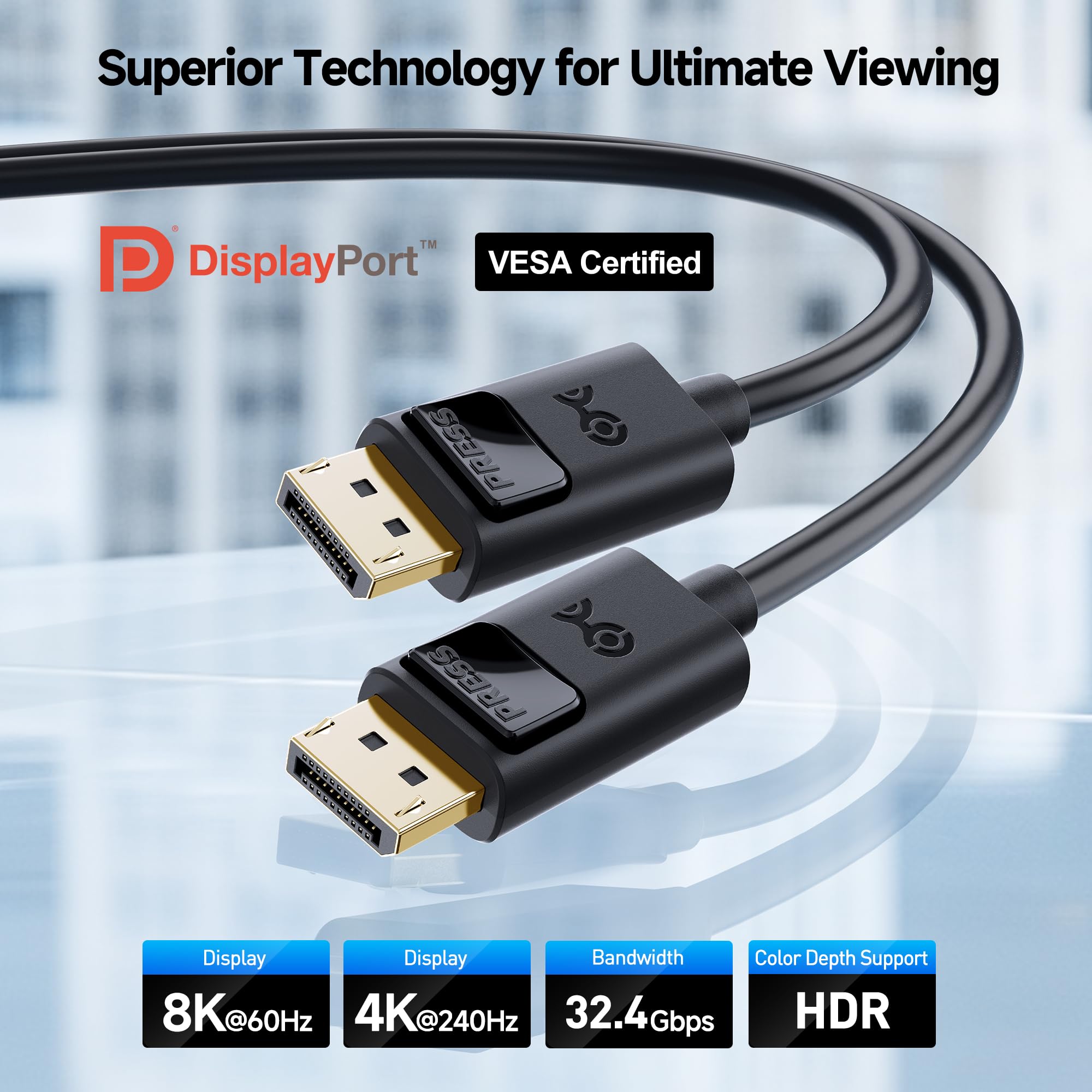 Foto 3 pulgar | Cable Displayport Matters 1.4 32,4 Gbps 2 M 8k 60 Hz 4k 2 - Venta Internacional.