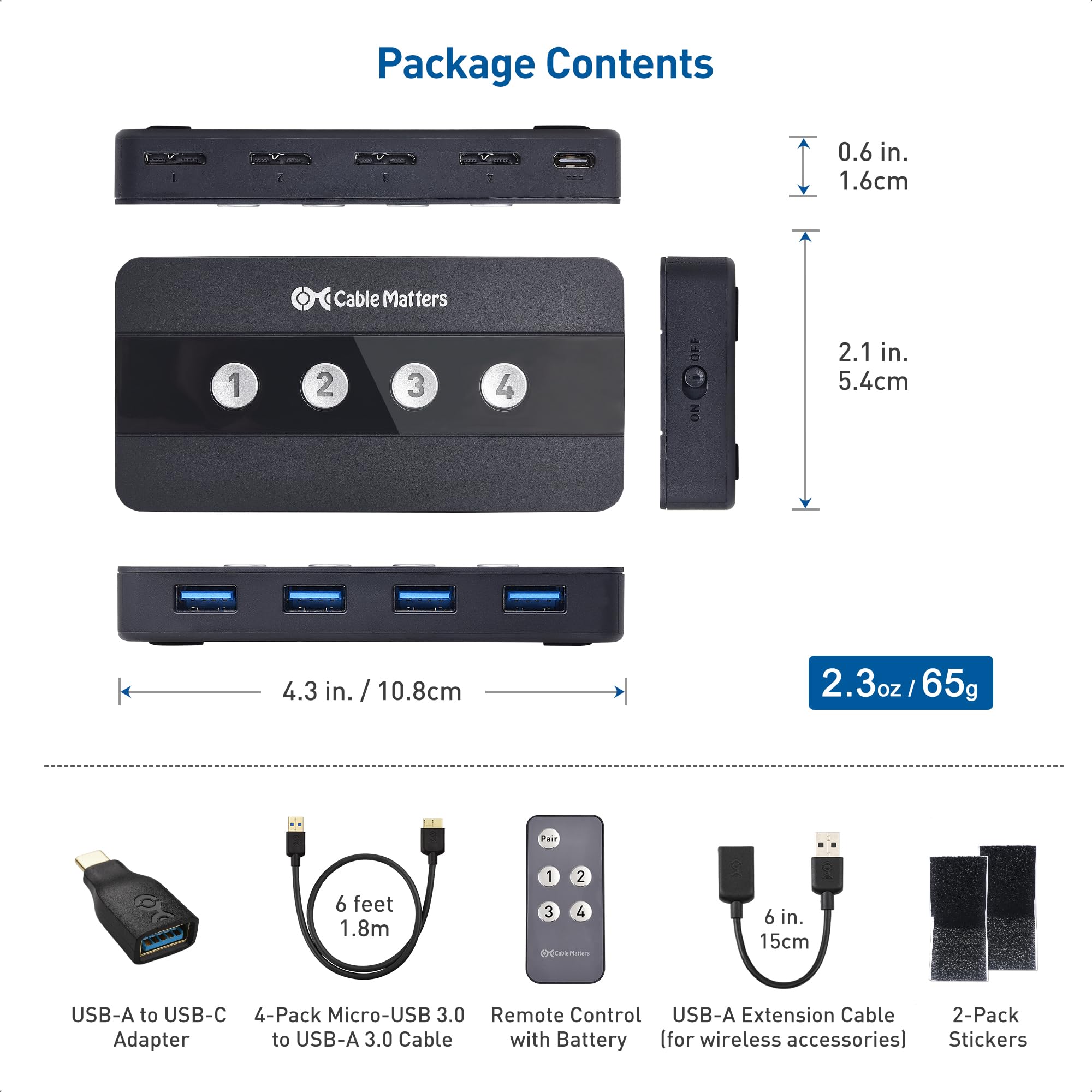 Foto 6 | Cable De Conmutación Usb 3.0 Matters 4 Puertos Usb Para Compartir 4 Ordenadores - Venta Internacional.
