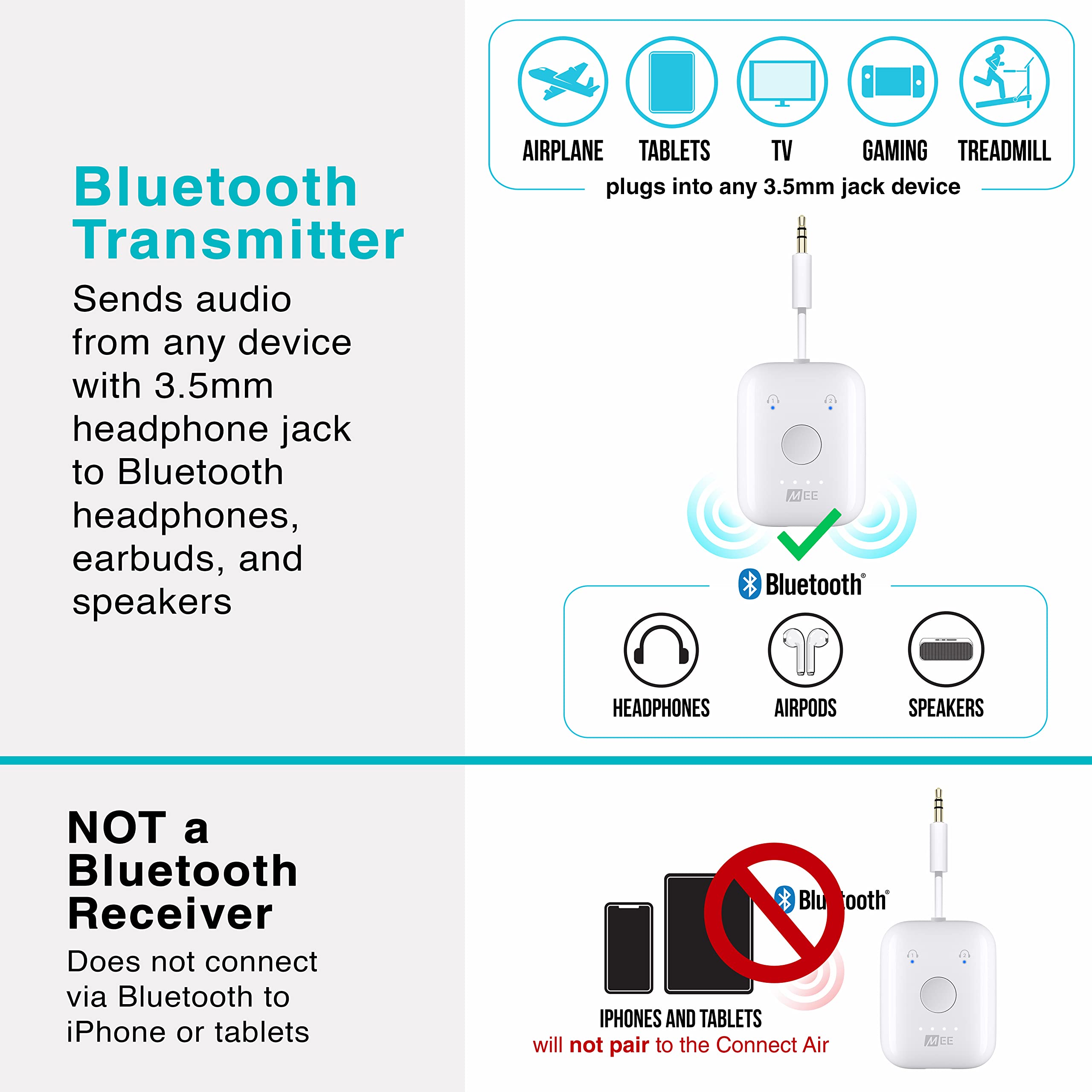 Foto 5 | Adaptador Transmisor De Audio Inalámbrico Bluetooth Mee Audio Connect Air - Venta Internacional.
