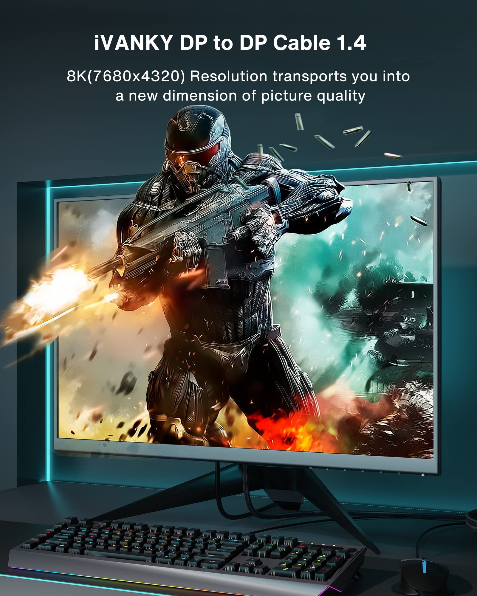 Foto 2 | Cable Displayport Ivanky 1.4 De 8 K, 3 M, Hbr3, 32,4 Gbps, Dp A Dp - Venta Internacional.