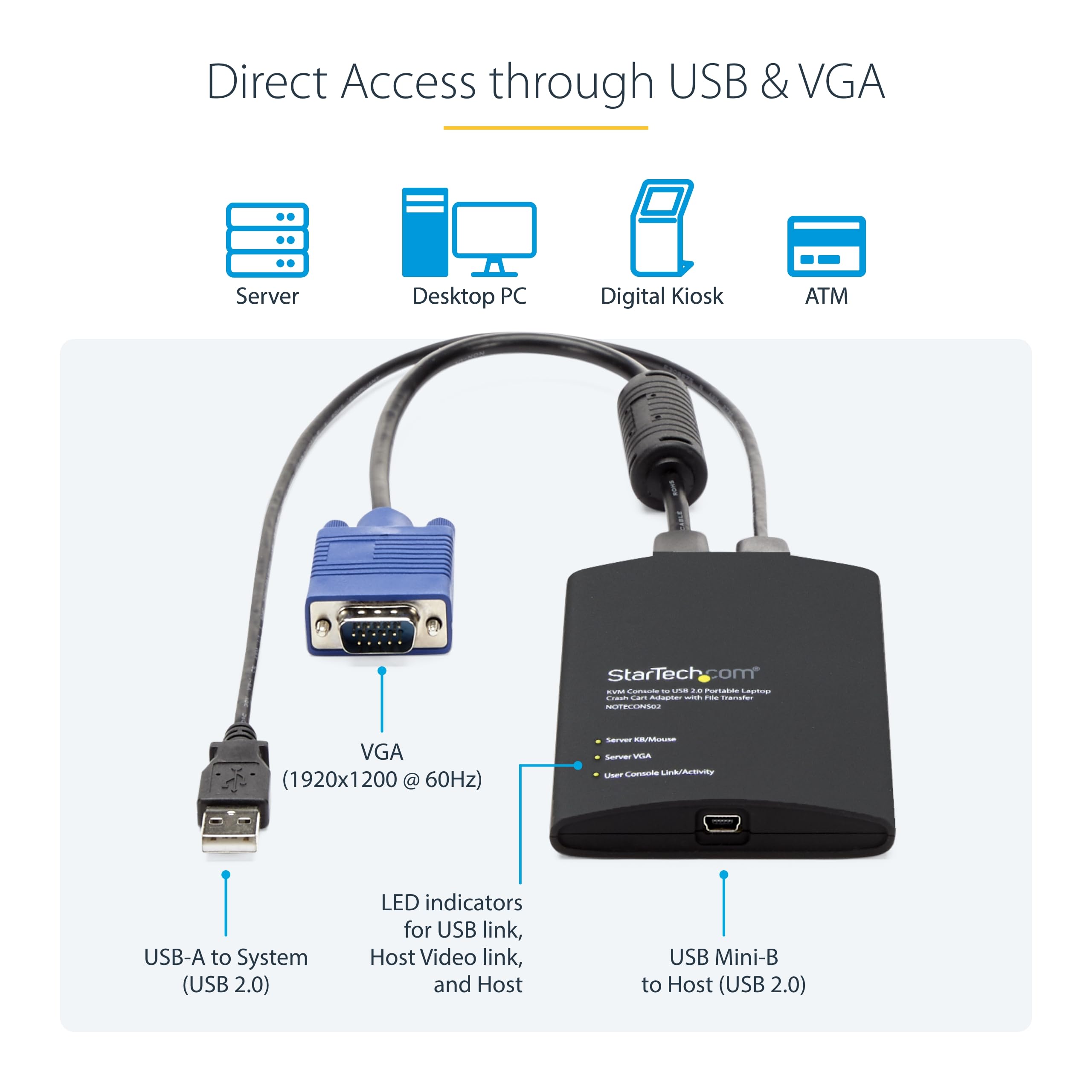 Foto 4 pulgar | Adaptador Portátil Crash Cart Para Portátil Startech.com Usb/vga - Venta Internacional.