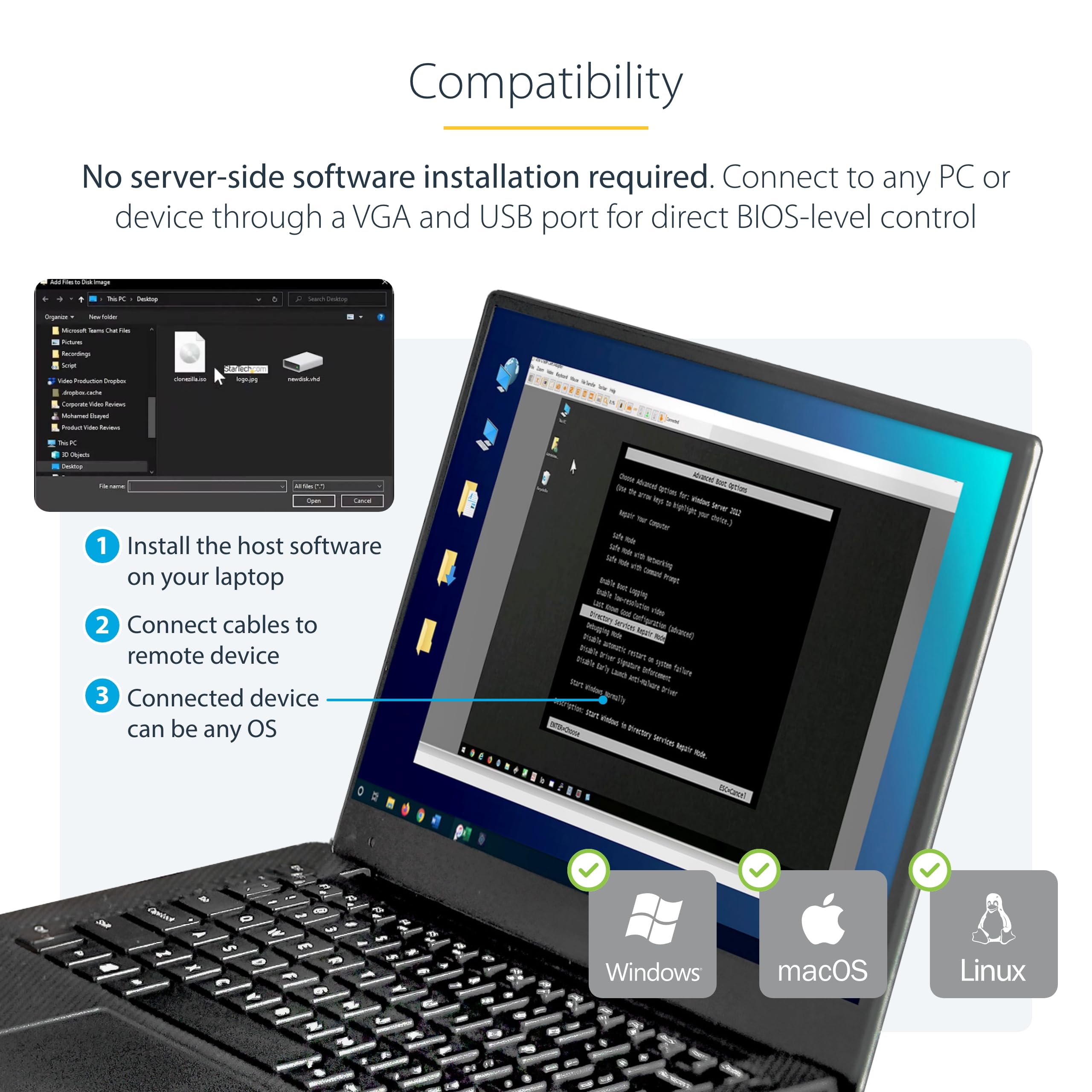 Foto 5 | Adaptador Portátil Crash Cart Para Portátil Startech.com Usb/vga - Venta Internacional.