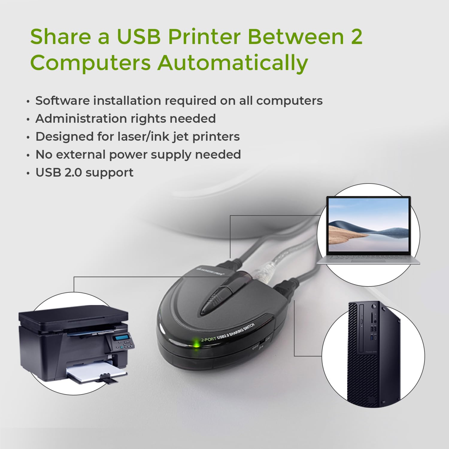 Foto 5 pulgar | Conmutador Usb 2.0 Iogear Gub231 De 2 Puertos Con Control Automático/manual - Venta Internacional.