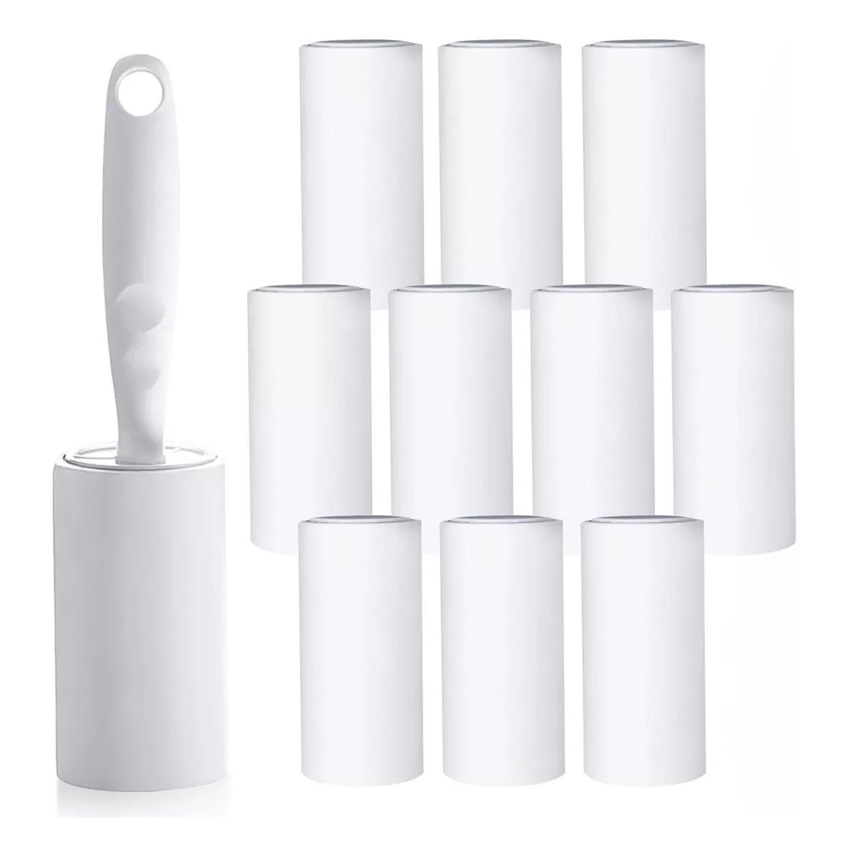 Kit 11 Rodillo Quita Pelusa Pelo Removedor Mascota Adhesivo Eo Safe Imports Esi-14146 Blanco