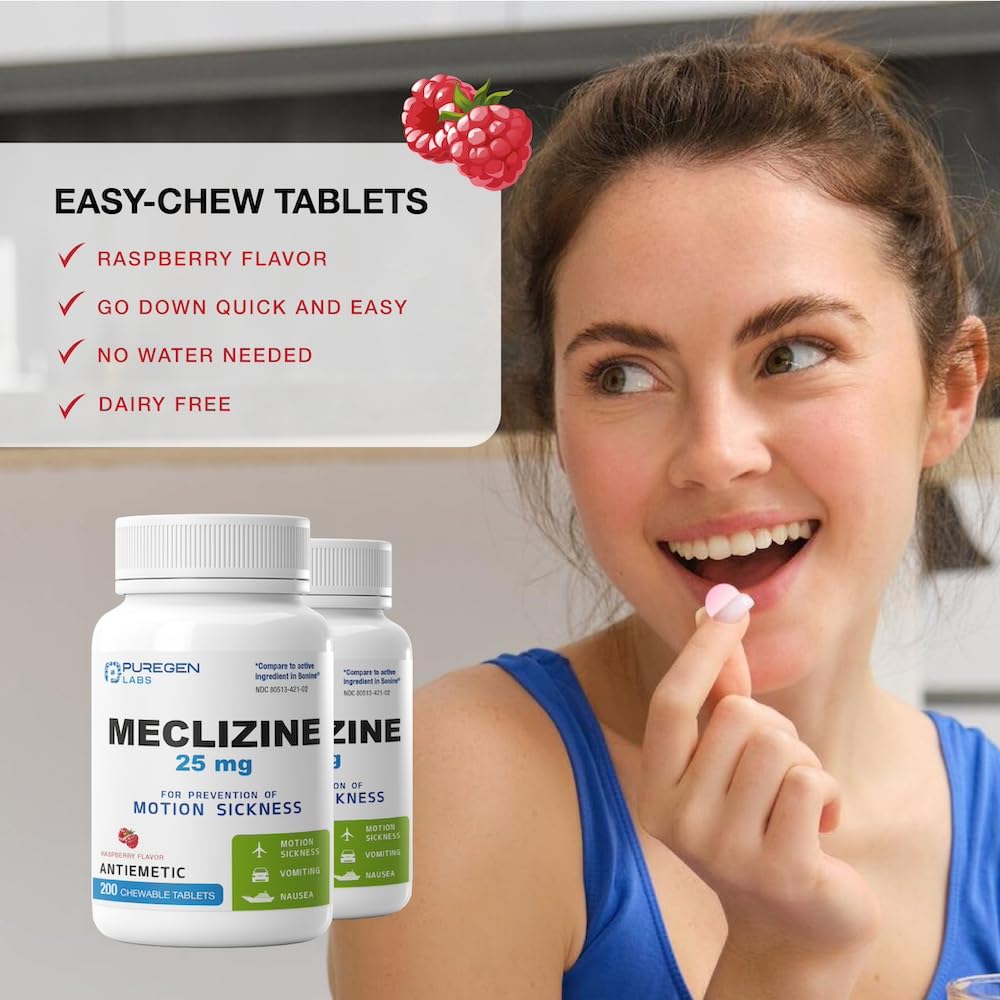 Foto 7 | Tabletas Masticables Puregen Labs, Meclizina, 25 Mg, Antiemético, X200 - Venta Internacional.