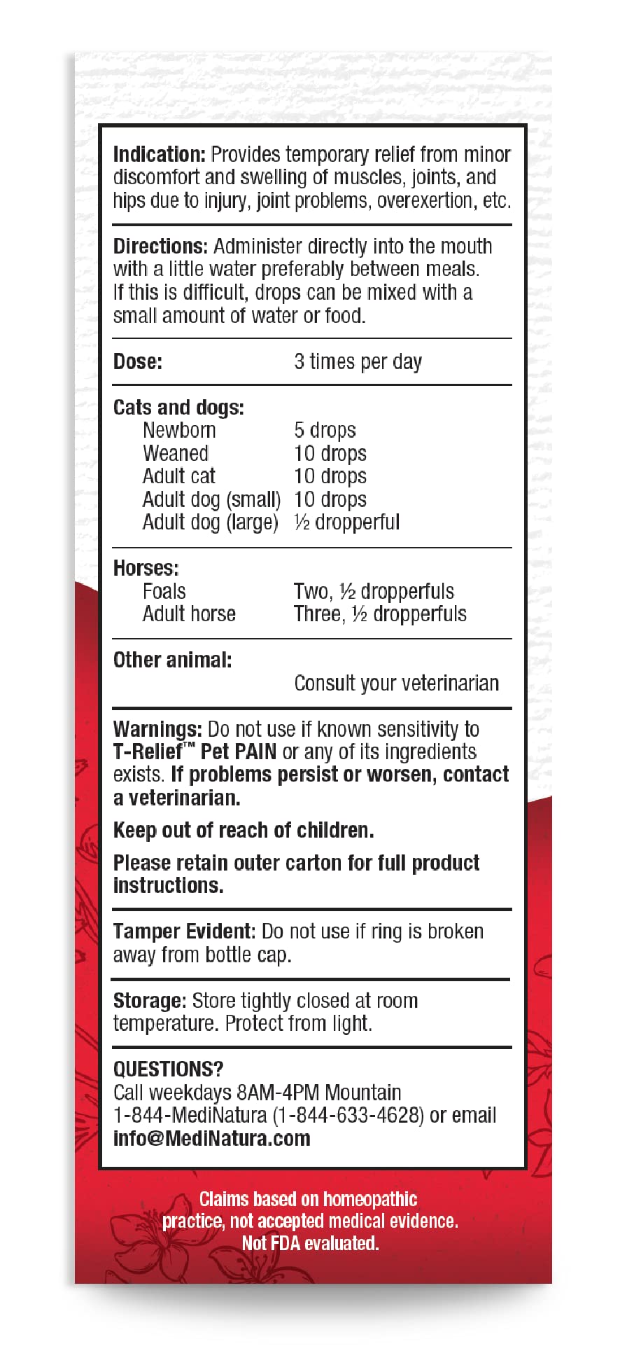 Foto 8 pulgar | Gotas Para Aliviar El Dolor Para Mascotas Medinatura T-relief Arnica 50 Ml - Venta Internacional.