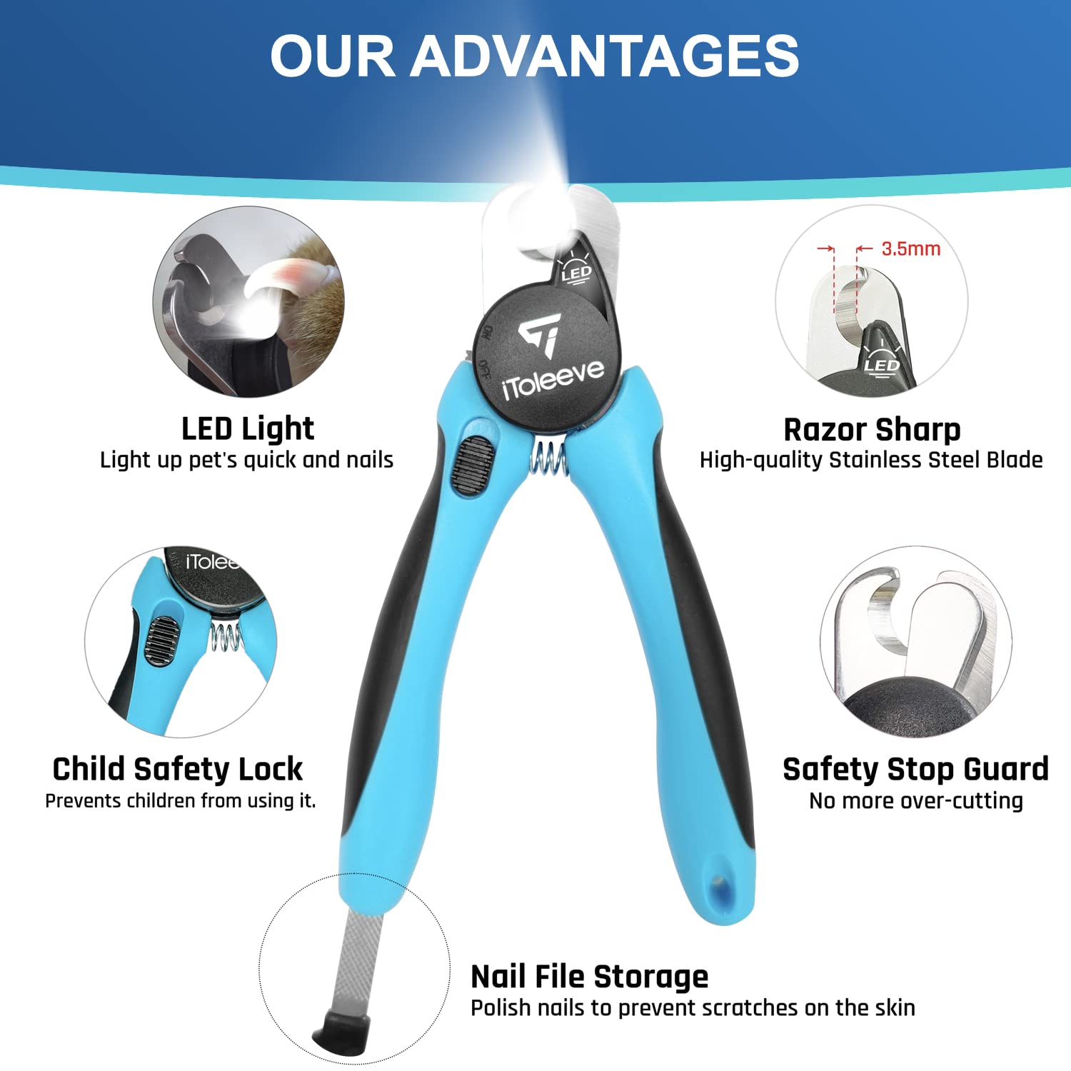 Foto 7 | Cortauñas Led Para Perros Itoleeve Con Luz Para Uñas De Perros Y Gatos - Venta Internacional.