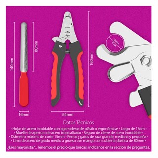 Foto 3 | Cortaúñas Mascota Con Lima Belug Rojo Negro