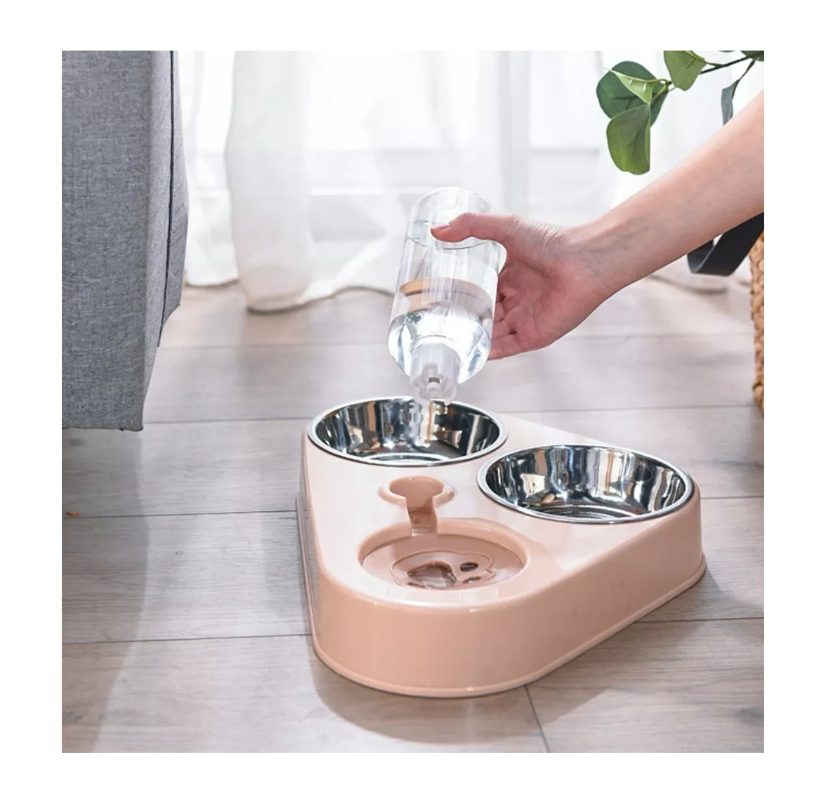 Foto 2 | Dispensador BELUG color Rosa Bebedero y Alimento Automático para Mascotas