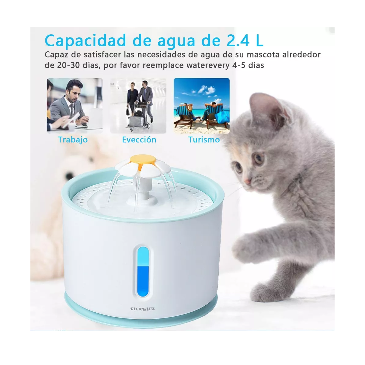 Foto 3 pulgar | Fuente de Agua para Mascotas Eo Safe Imports Esi-8805 Azul