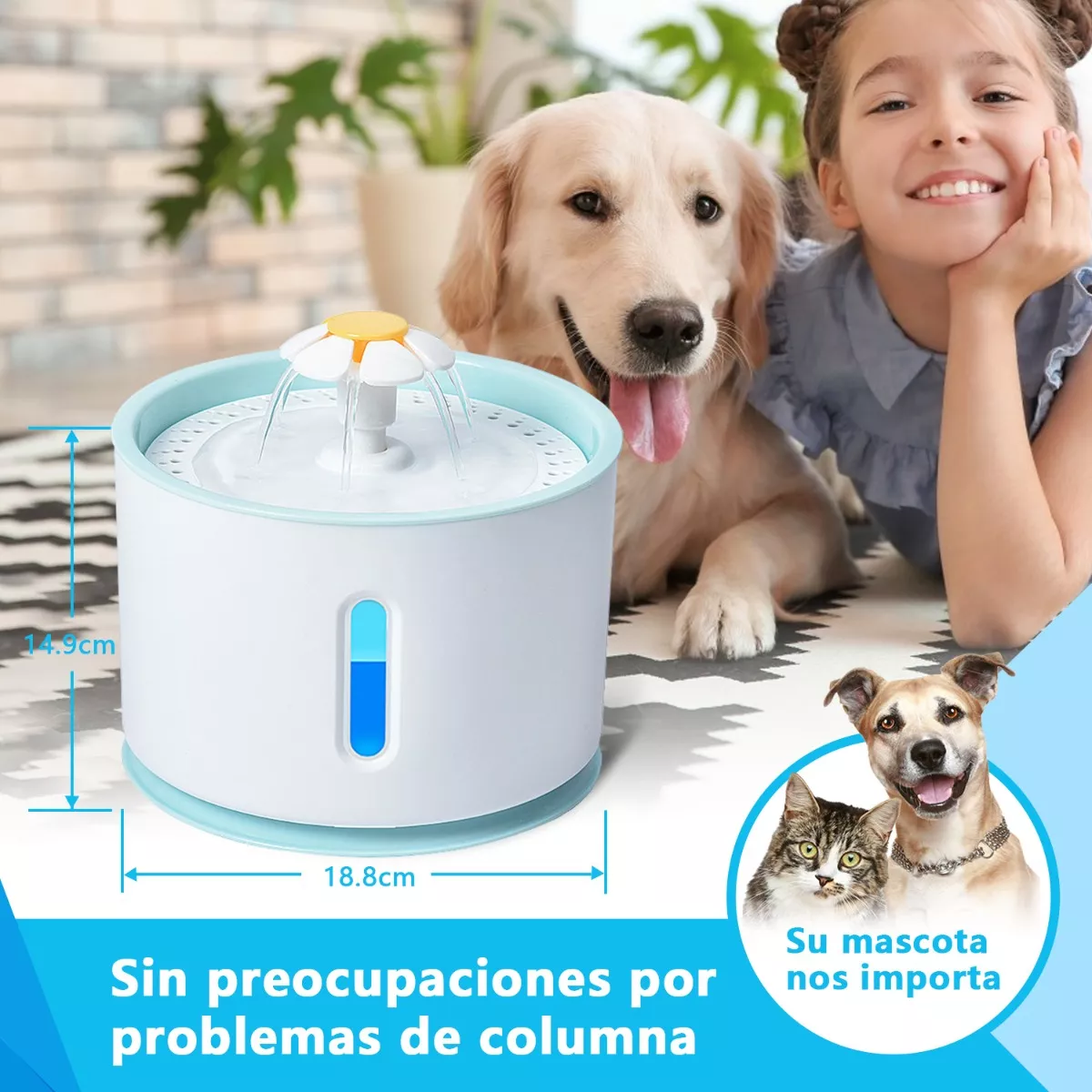 Foto 5 | Fuente de Agua para Mascotas Eo Safe Imports Esi-8805 Azul